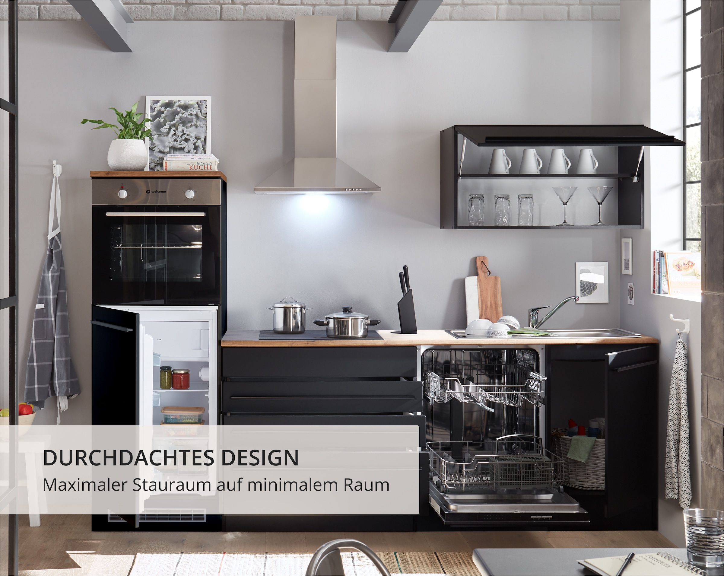 BASIC by Balculina Küchenzeile »Jazz«, Breite 260 cm, wahlweise mit E-Geräten