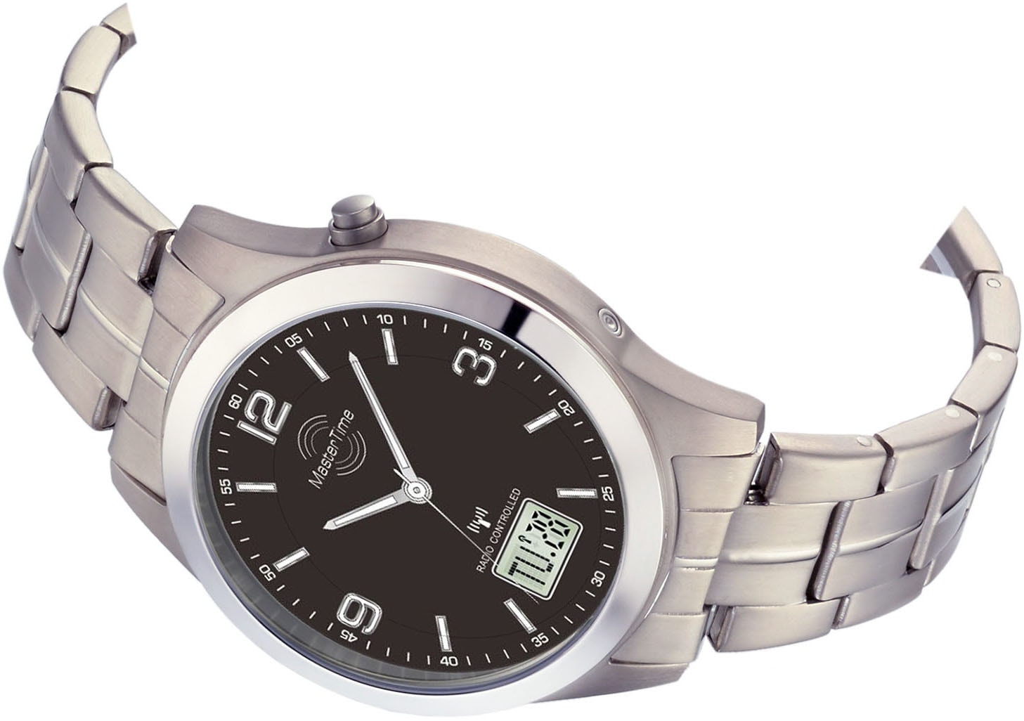 MASTER TIME Funkuhr »MTGT-10349-22M«, Armbanduhr, Quarzuhr, Herrenuhr, Datum, Leuchtzeiger