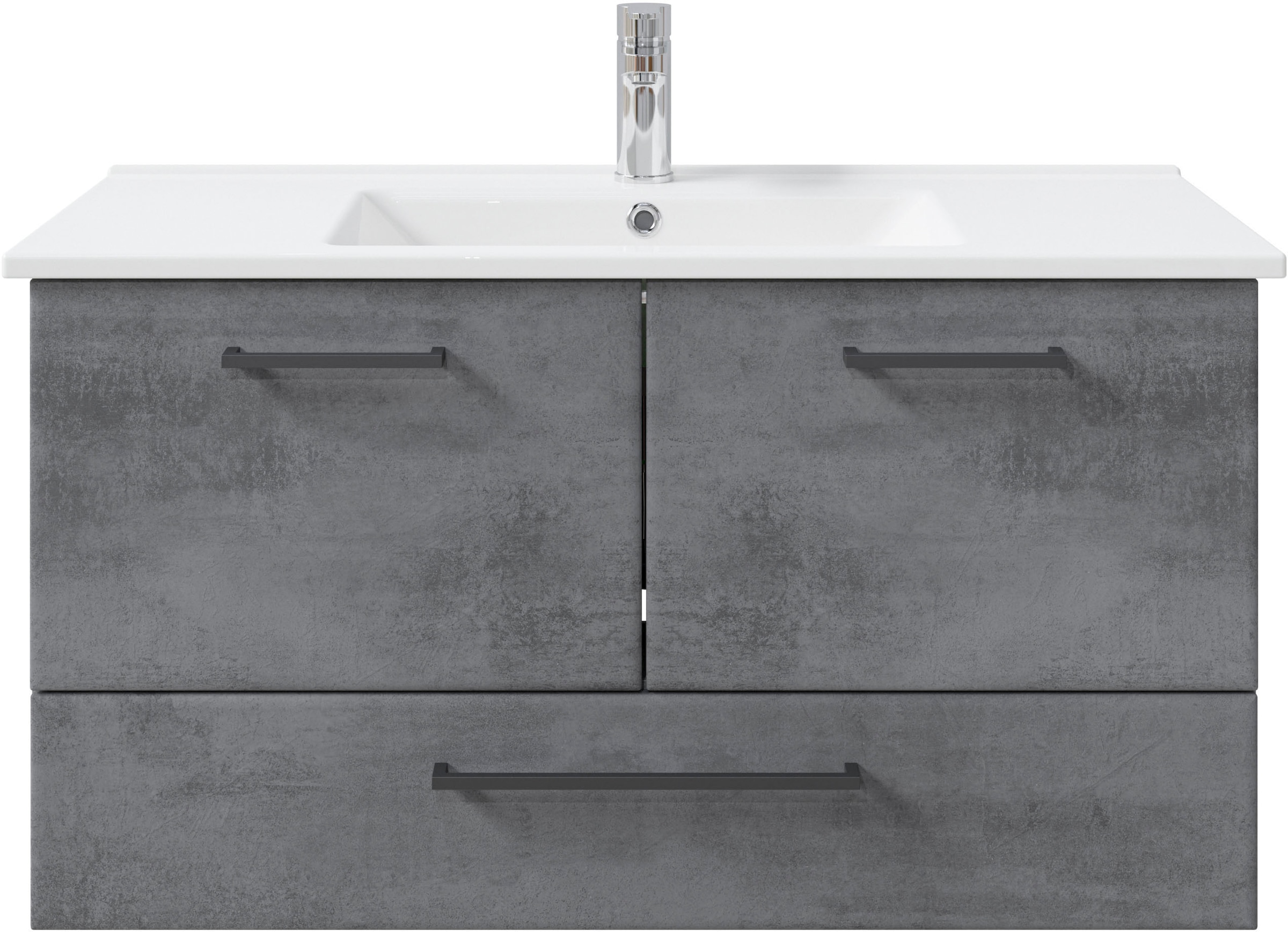 Saphir Badmöbel-Set »Quickset 945 4-teilig, Keramik-Waschtisch mit LED-Spiegelschrank«, (5 St.), Unterschrank, Midischrank, 7 Türen, 5 Schubladen, inkl. Türdämpfer