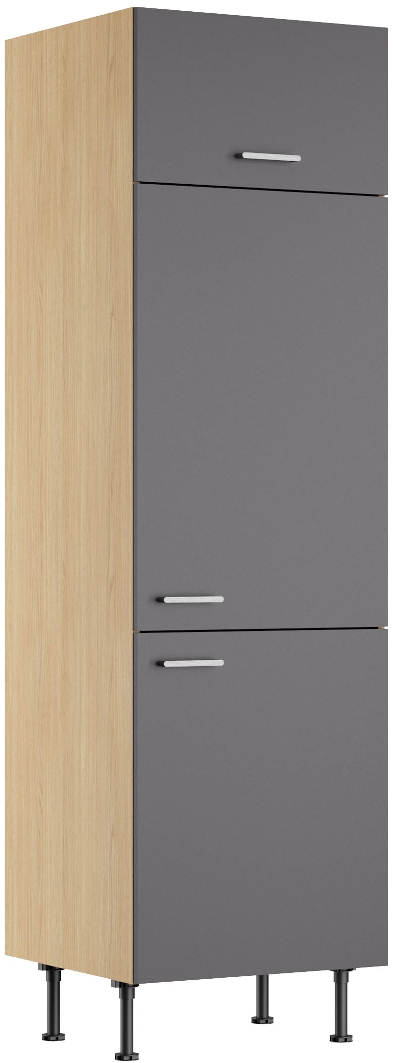 KOCHSTATION Kühlumbauschrank "KS-Lucy" Breite 60 cm, m. 2 Türen, 1 Klappe, Soft-Close, höhenverstellbare Füße