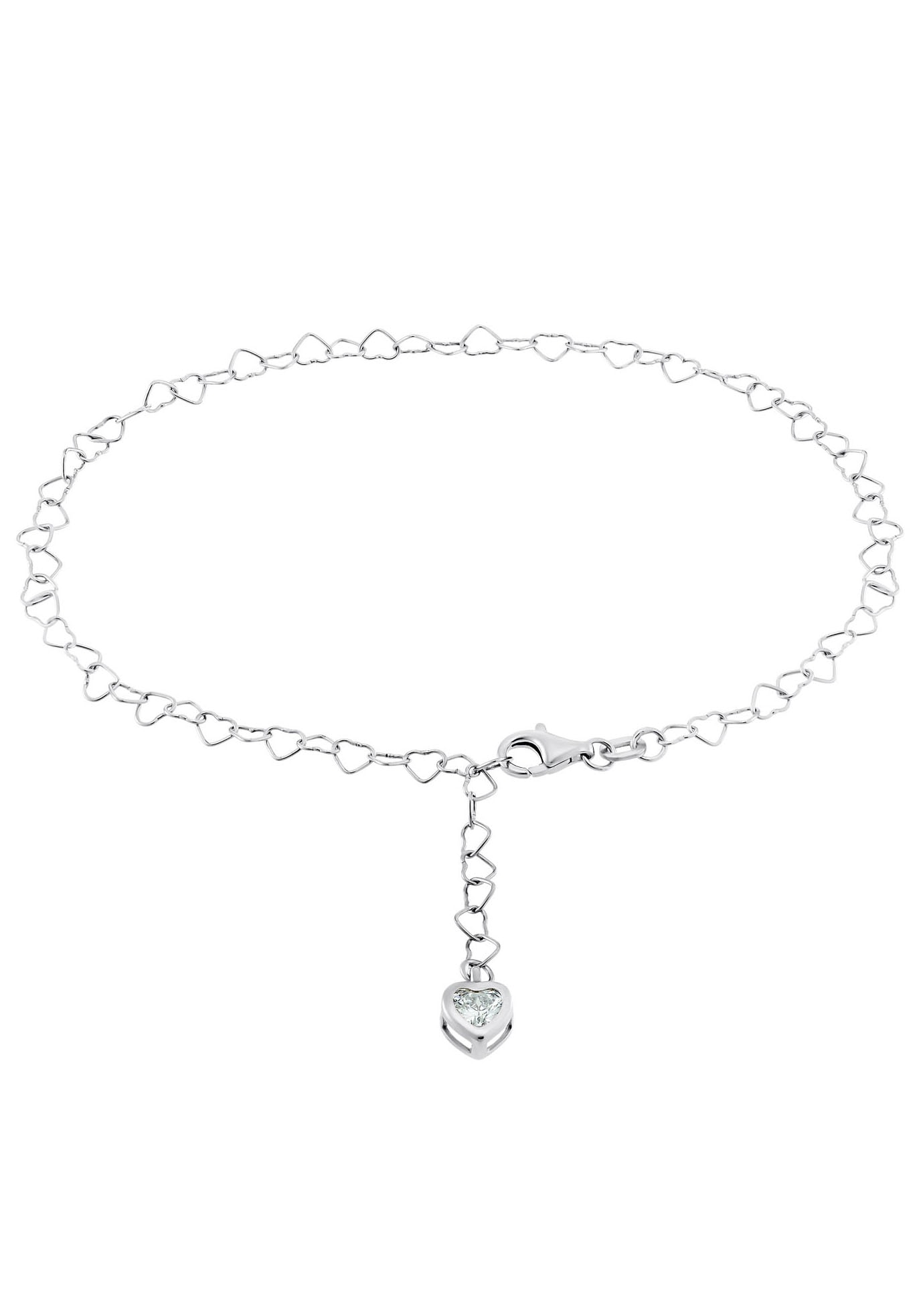 Fußkette », Anklet Herz 2017447«, mit Zirkonia (synth.)