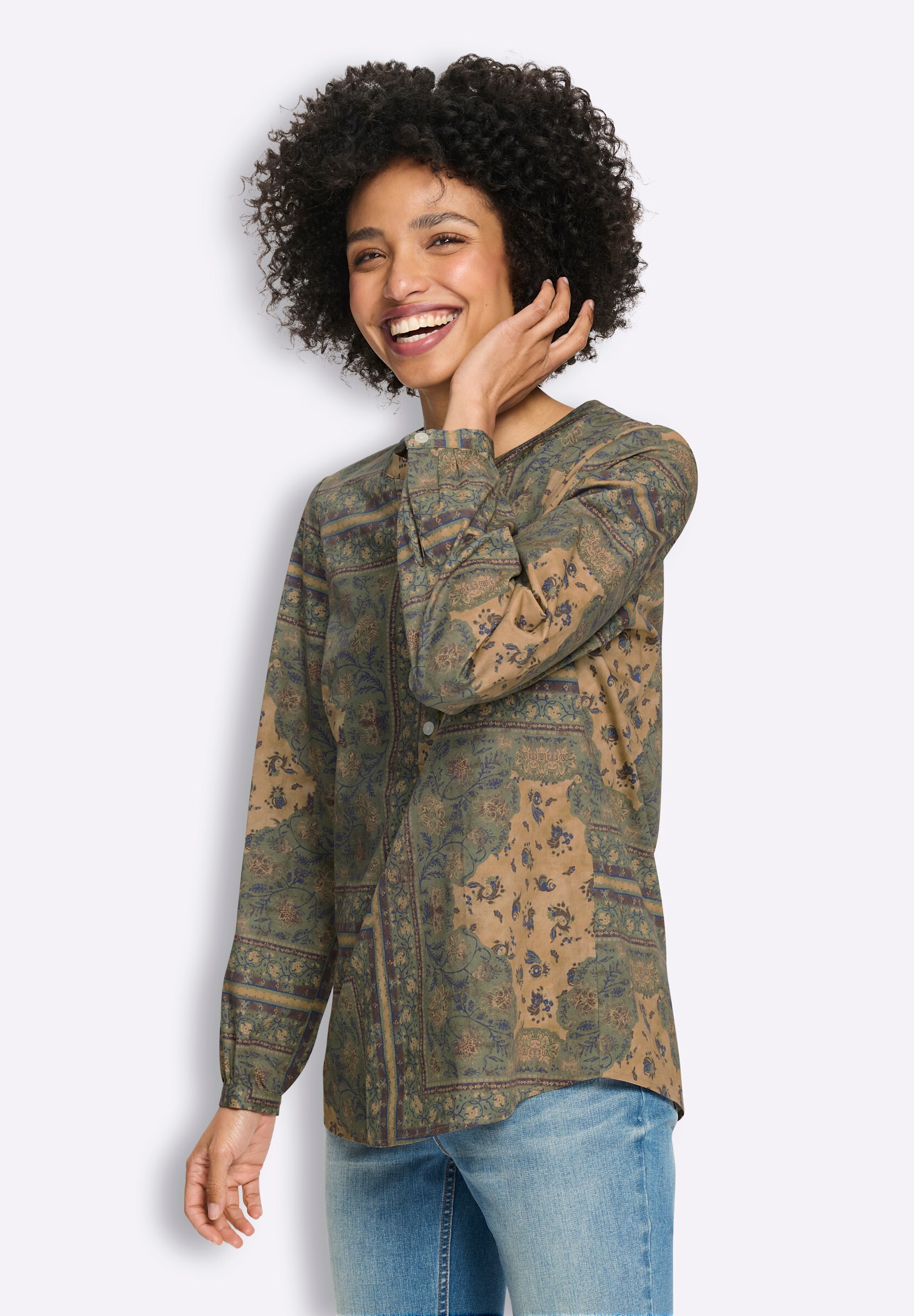 heine Klassische Bluse »Druckbluse Druckbluse mit Floral-Dessin«
