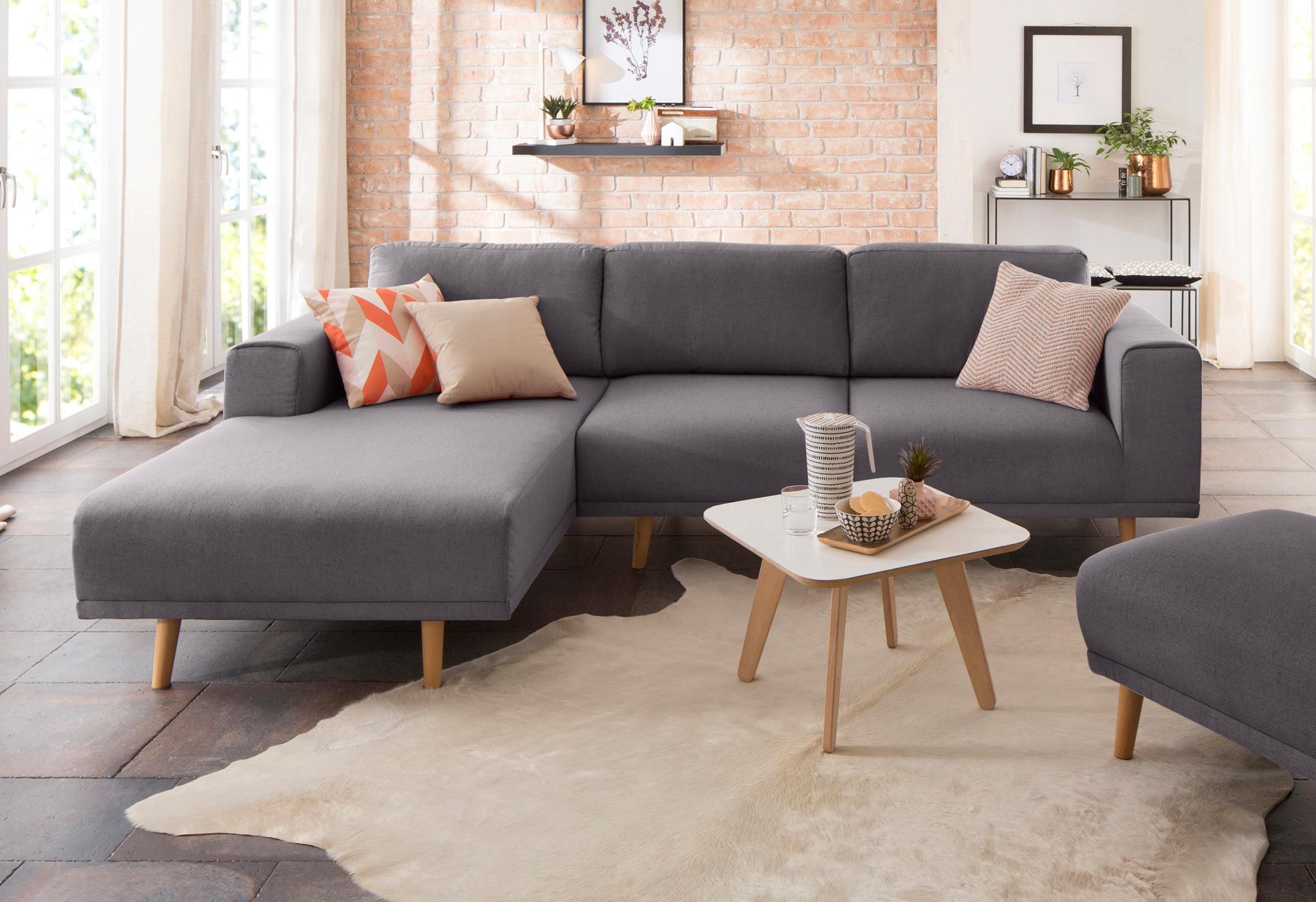 Home affaire Ecksofa »Lasse L-Form« im scandinavischen Stil mit Holzfüßen