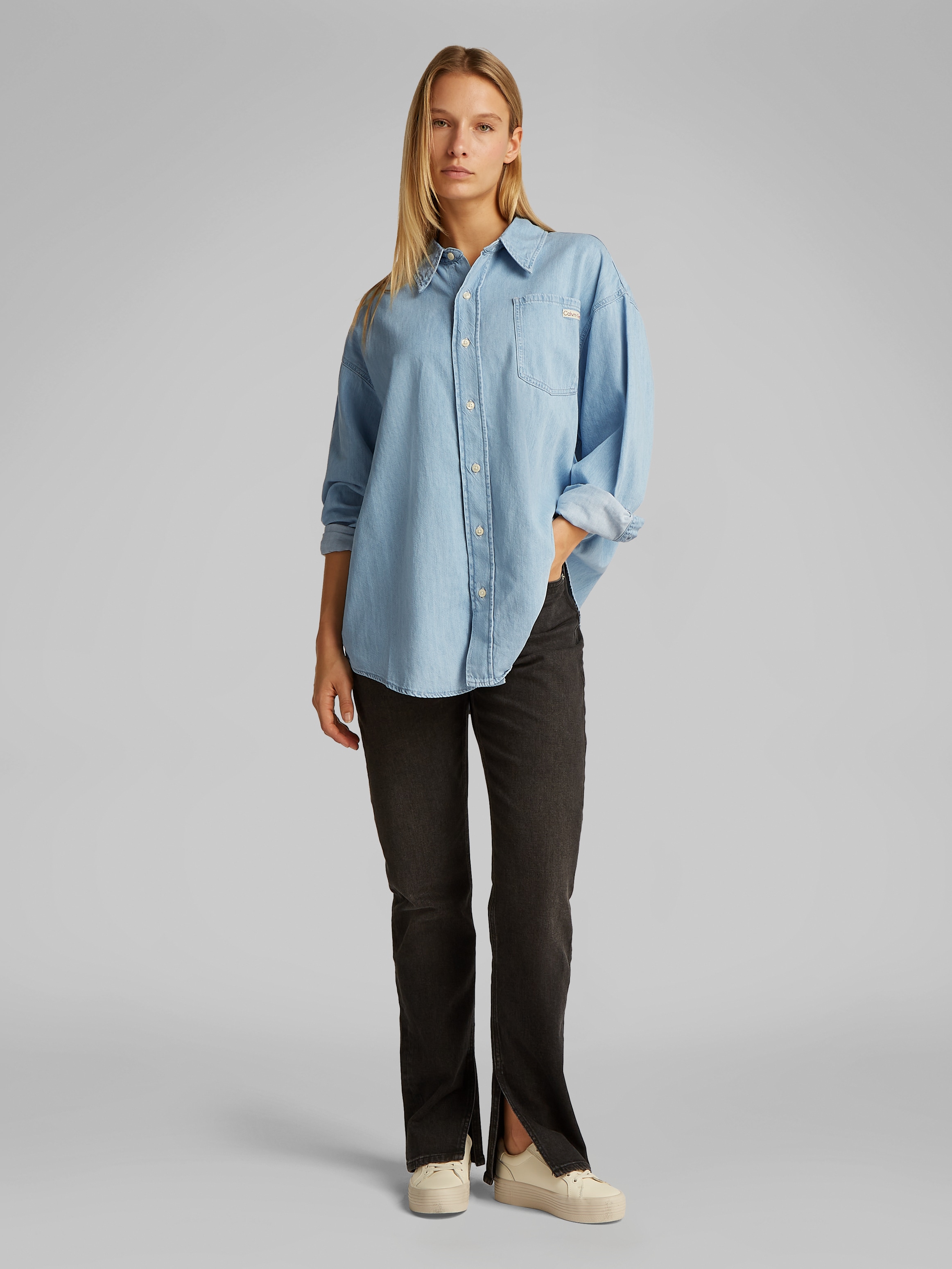 Calvin Klein Jeans Jeansbluse »OVERSIZED LS DENIM SHIRT«, mit Logostickerei