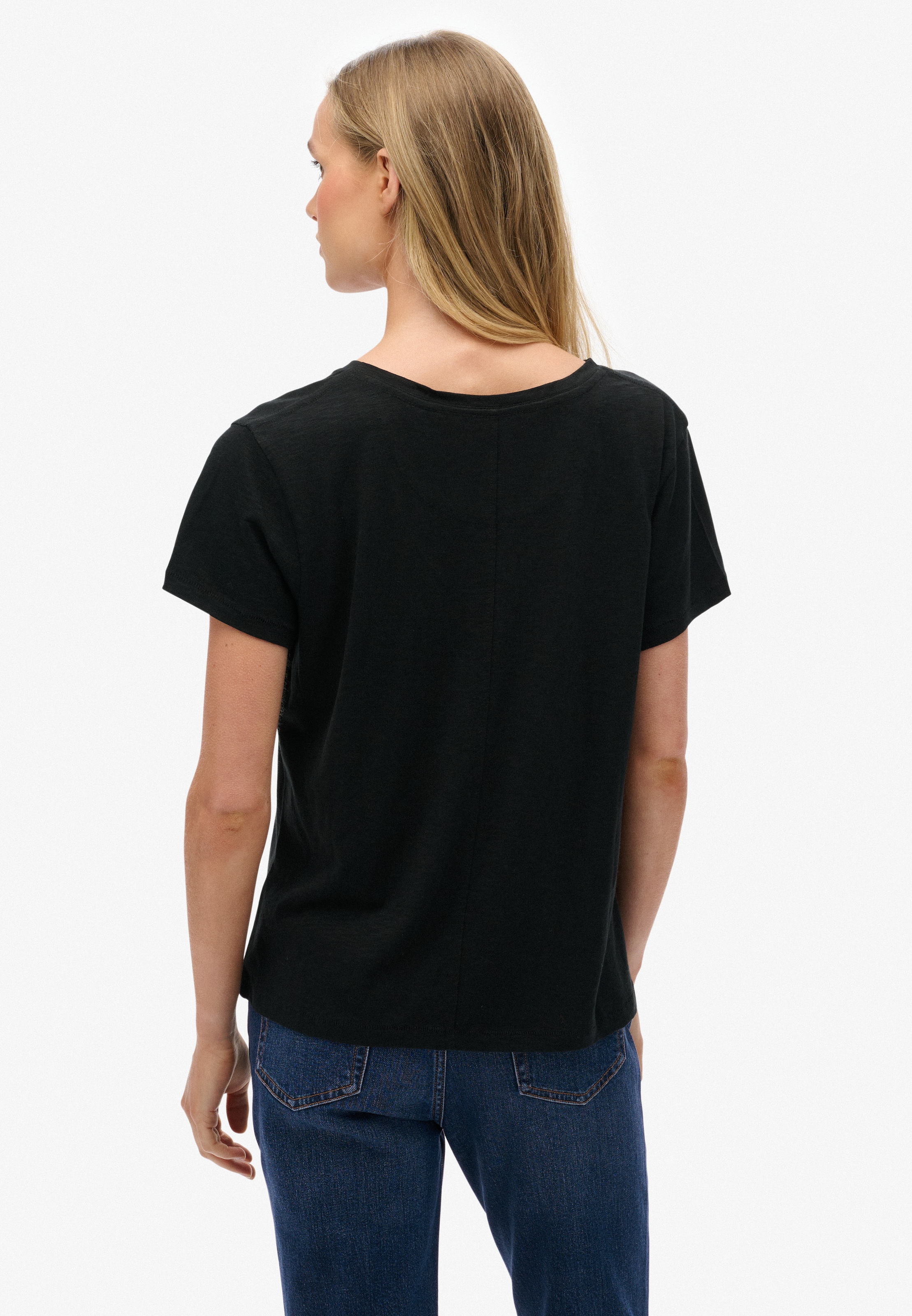 Superdry T-Shirt »STUDIOS SLUB EMB VEE TEE« Baumwollmischung, relaxed fit
