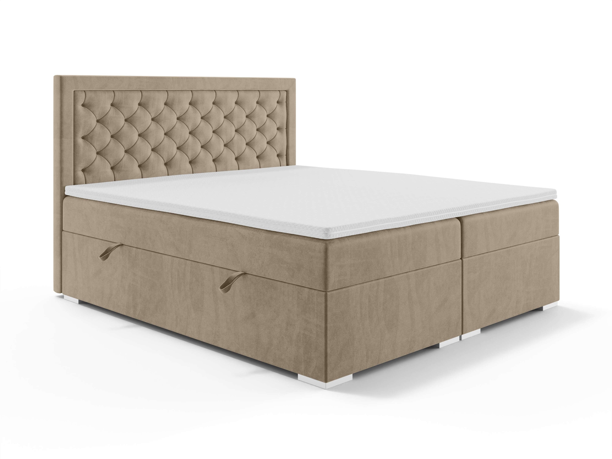 Leonique Polsterbett »SACY mit Matratze und Topper, in 2 Breiten (160 und 180 cm)«, Boxspringbett mit Kopfteil, Bettkasten, Matratze (BFK/TFK) und Topper