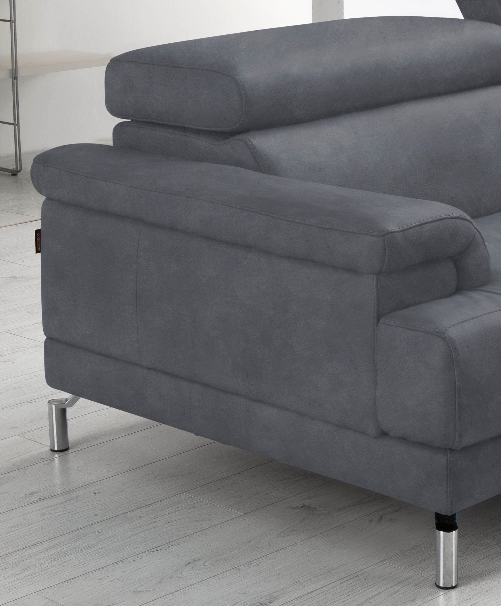 Egoitaliano 2,5-Sitzer »Soul, Design und Sitzkomfort auf hohem Niveau, tolle Details« inkl. Kopfteilverstellung für noch mehr Komfort, Designfuß