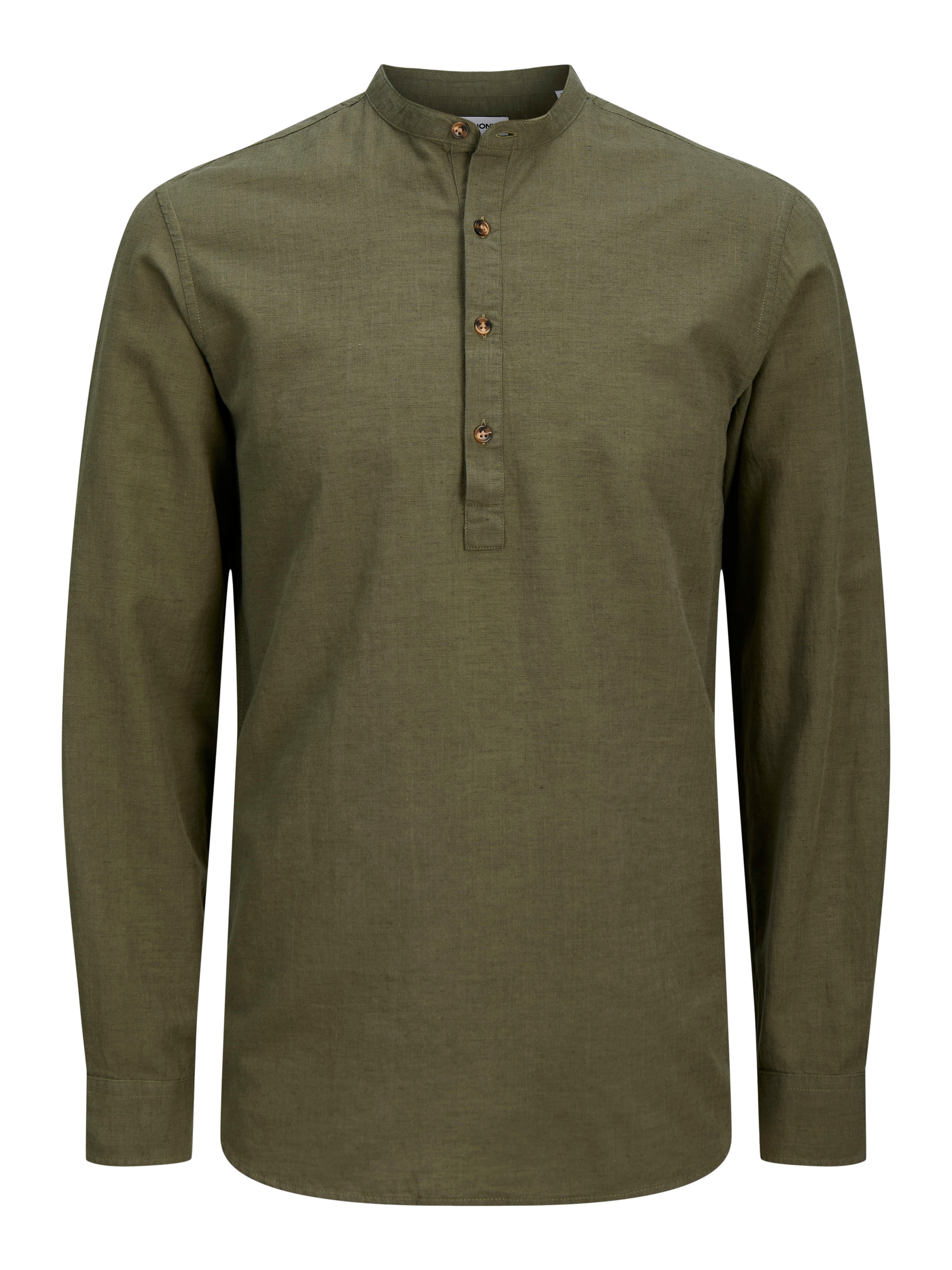 Jack & Jones Langarmhemd »JJESUMMER HALF PLACKET SHIRT LS SN«, mit Bandkragen