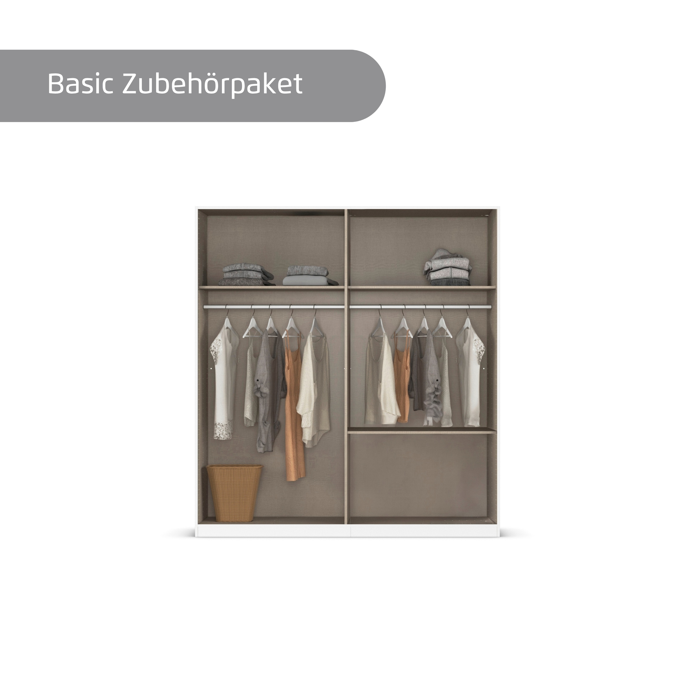 rauch Kleiderschrank »Drehtürenschrank Schrank Garderobe Wäscheschrank Schlafzimmer AVOLA«, (in 3 verschiedenen Ausstattungen BASIC/CLASSIC/PREMIUM), mit hochwertigen Stangengriffen aus Metall in Schwarz MADE IN GERMANY
