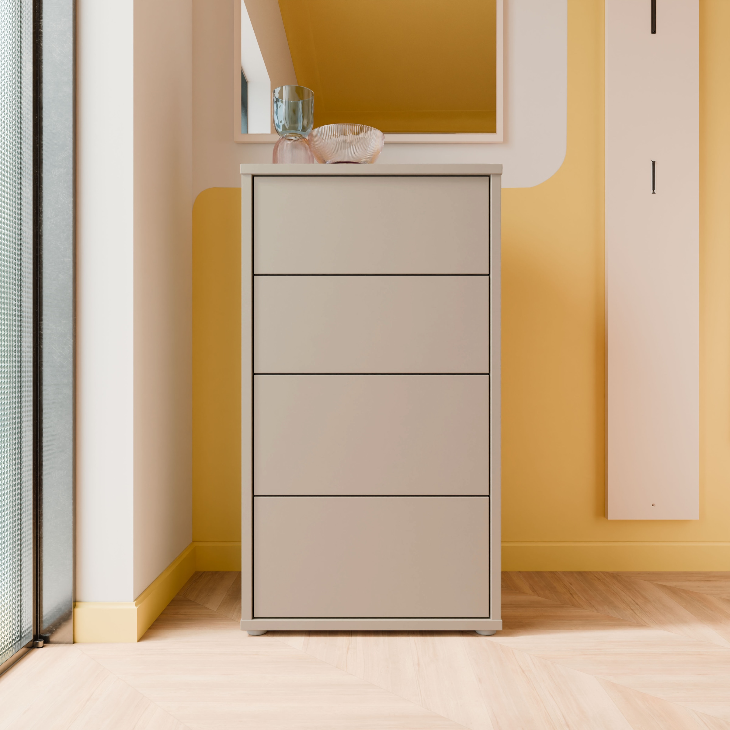 FORTE Kommode »Alice Springs, Kommode Höhe 99,1 cm, 4 Schubkästen« Schubkästen mit Vollauszug, Grifflos, Push to open