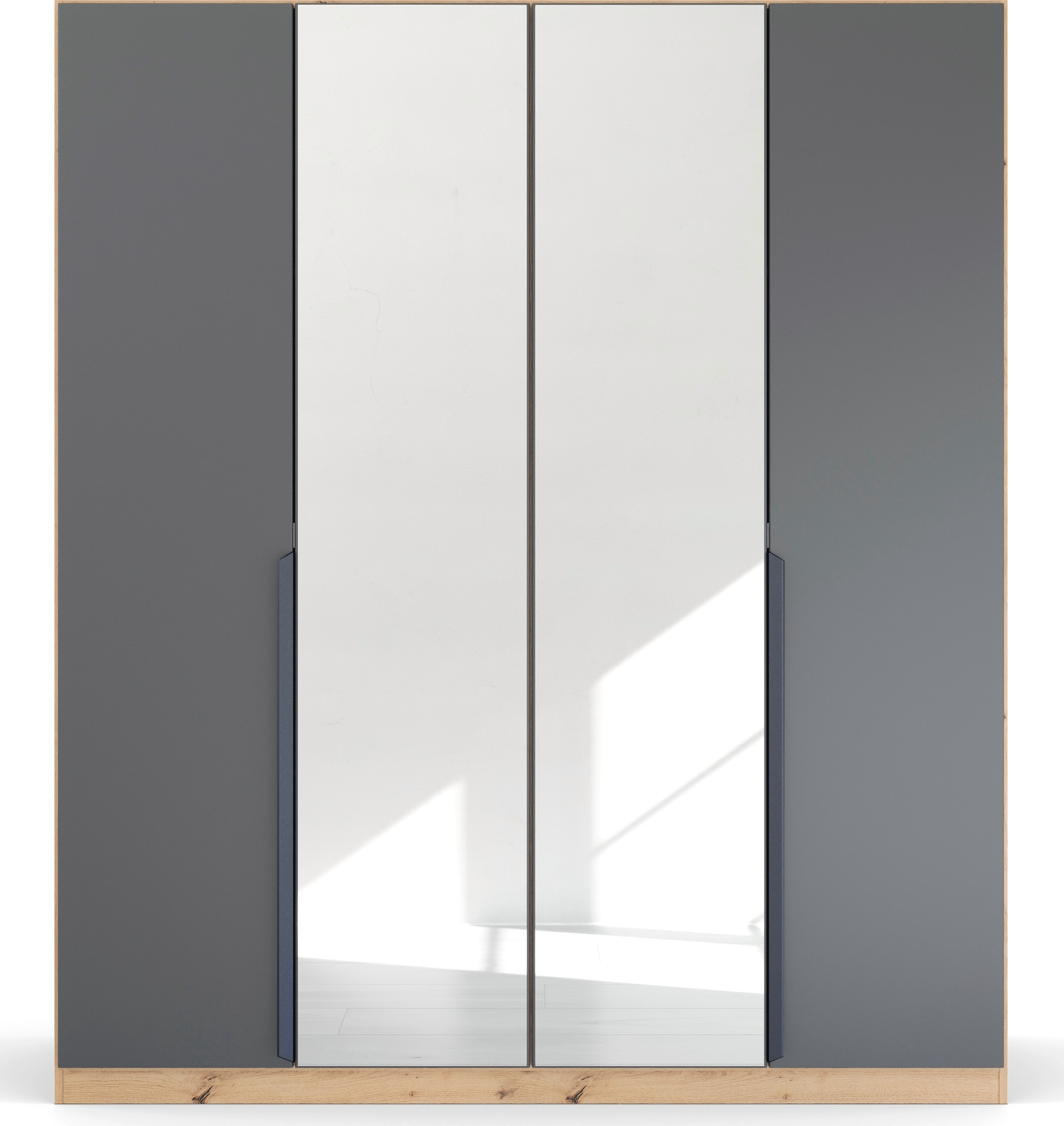 rauch Drehtürenschrank »Kleiderschrank Schrank Garderobe Ankleide DARK&WOOD BY QUADRA SPIN« Breiten: 181/226/271 cm, Höhe 210 cm,  im Industrial Style mit Metallgriffstangen, mit Spiegel