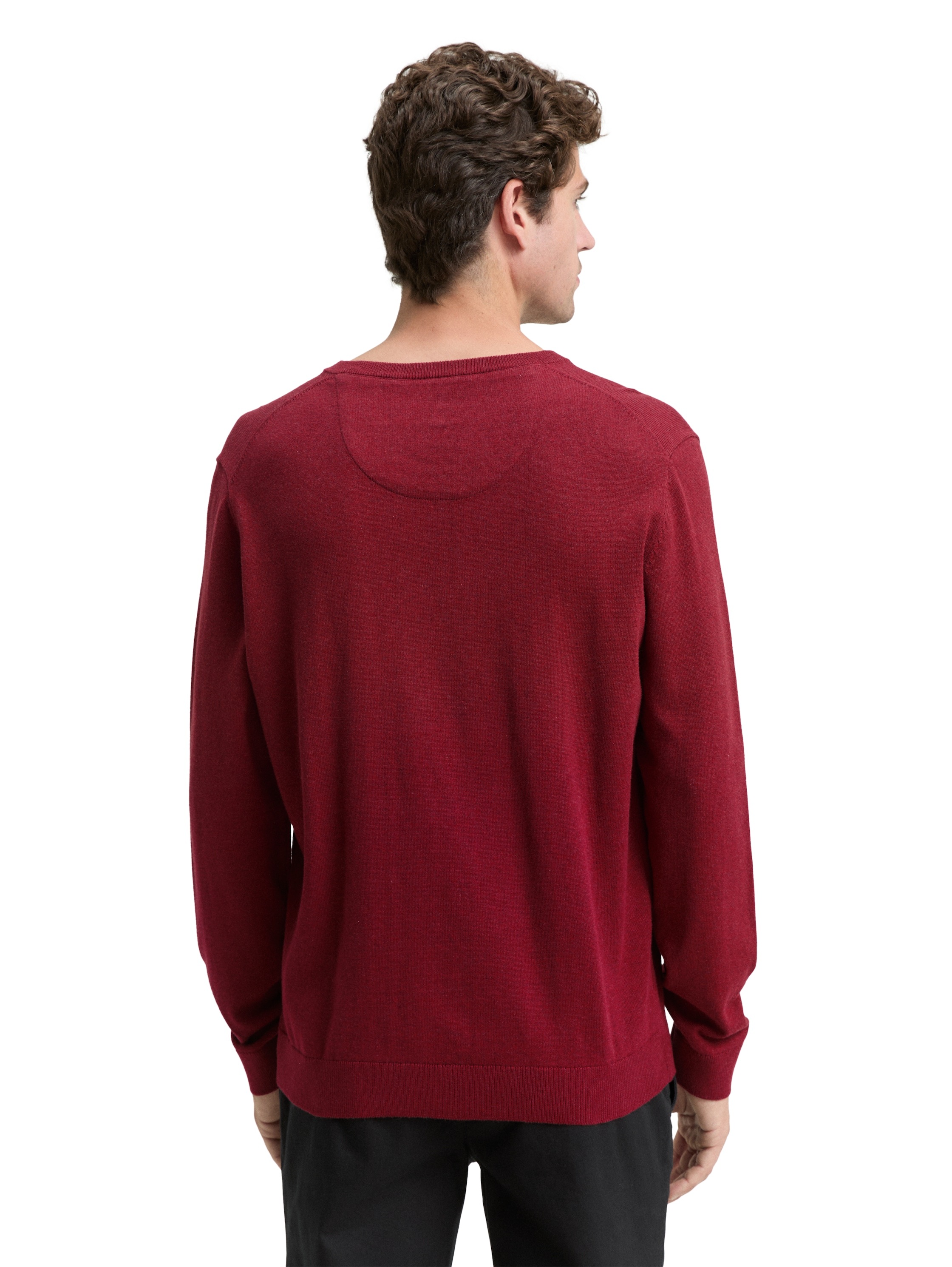 TOM TAILOR V-Ausschnitt-Pullover, mit kleiner Logo-Stickerei