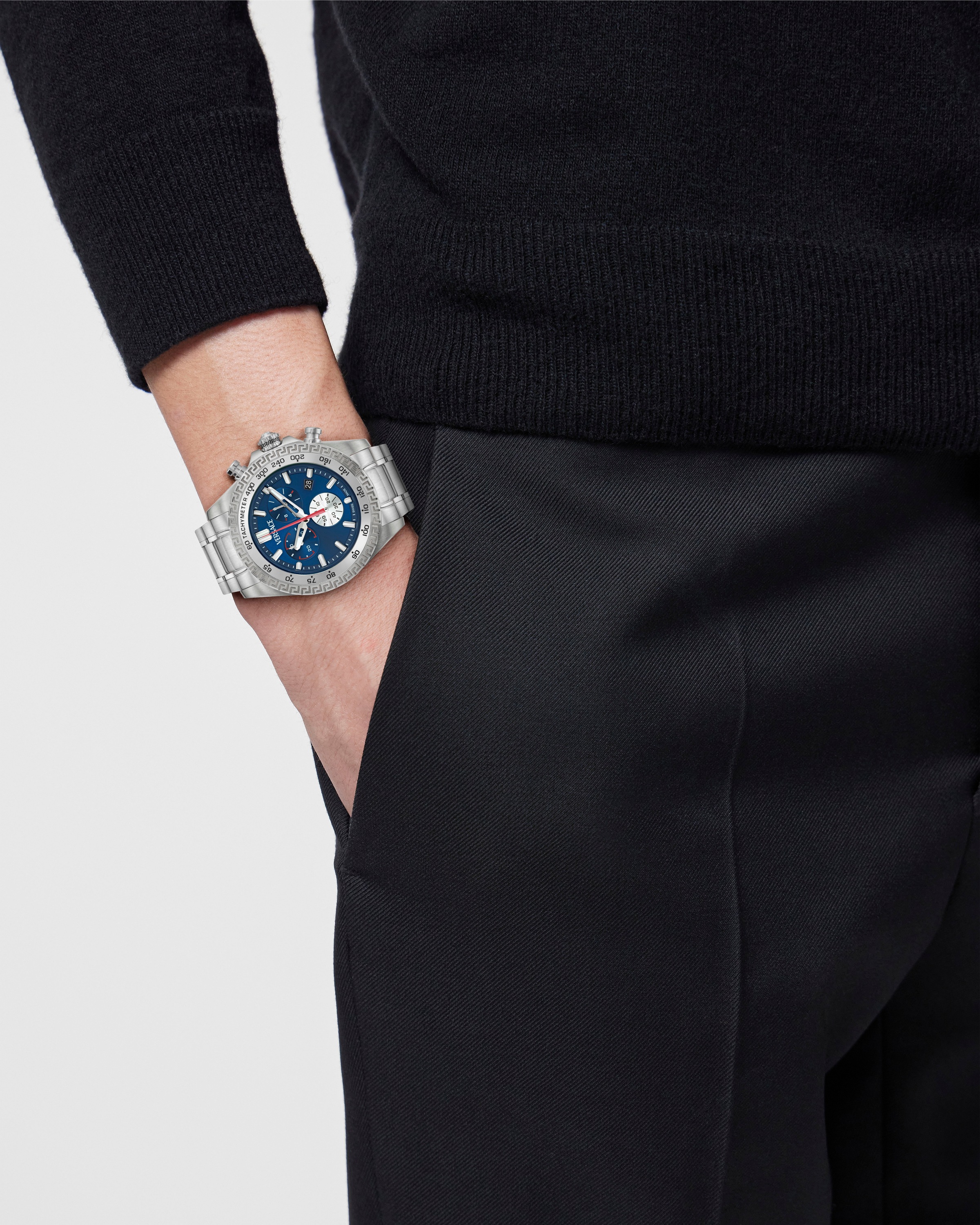 Versace Chronograph »VERSACE CHRONO X« Quarzuhr, Armbanduhr, Herrenuhr,Swiss Made,Edelstahlband,Stoppfunktion