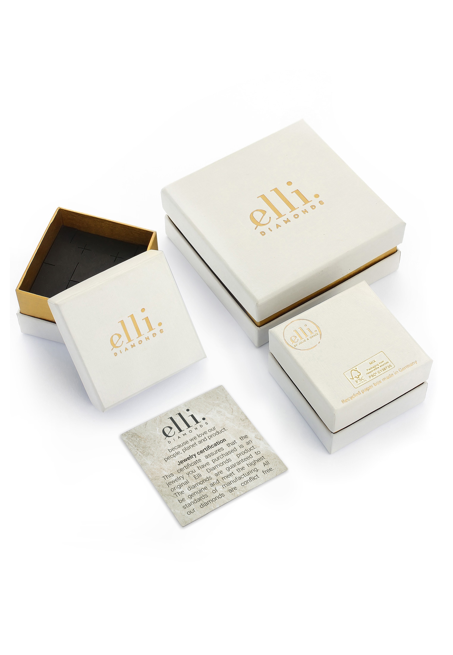 Elli DIAMONDS Diamantring »Ring Solitär Diamant Schwarz Brillantschliff (0.003 ct) 585 Gelbgold«