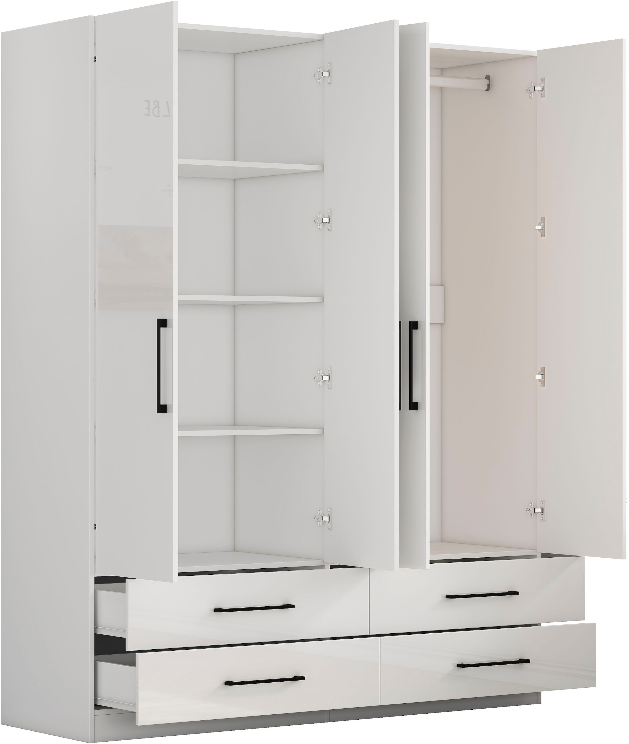 OTTO home Kleiderschrank »Sylt Schlafzimmerschrank Bestseller mit hochglänzenden Fronten« Drehtürenschrank mit 4 Schubladen und 4 Türen,  Schrank in Breite 160 mit viel Stauraum