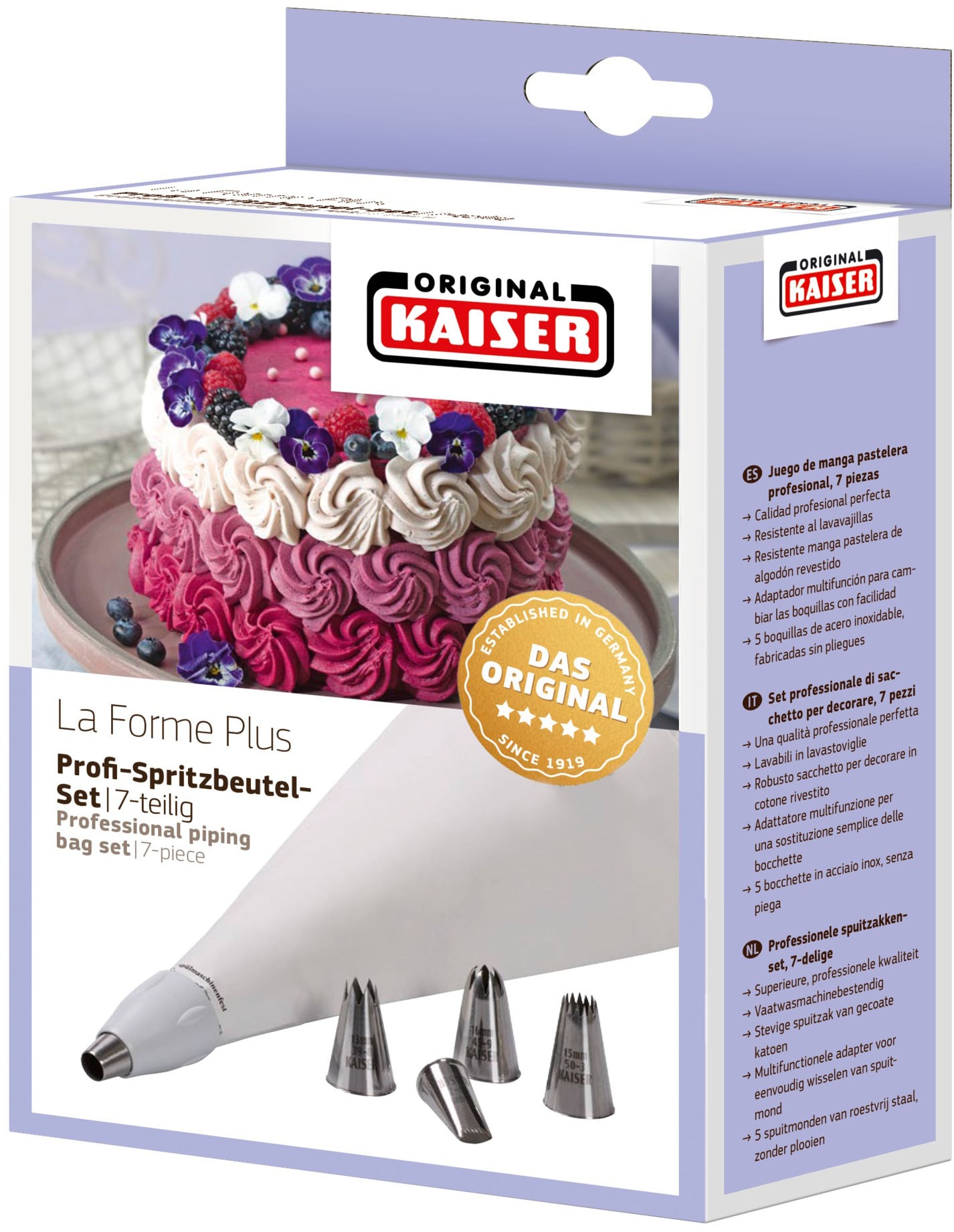 Kaiser Backformen Spritzbeutel »La Forme Plus«, (7 tlg.), Wiederverwendbarer Spritzbeutel, Made in Germany