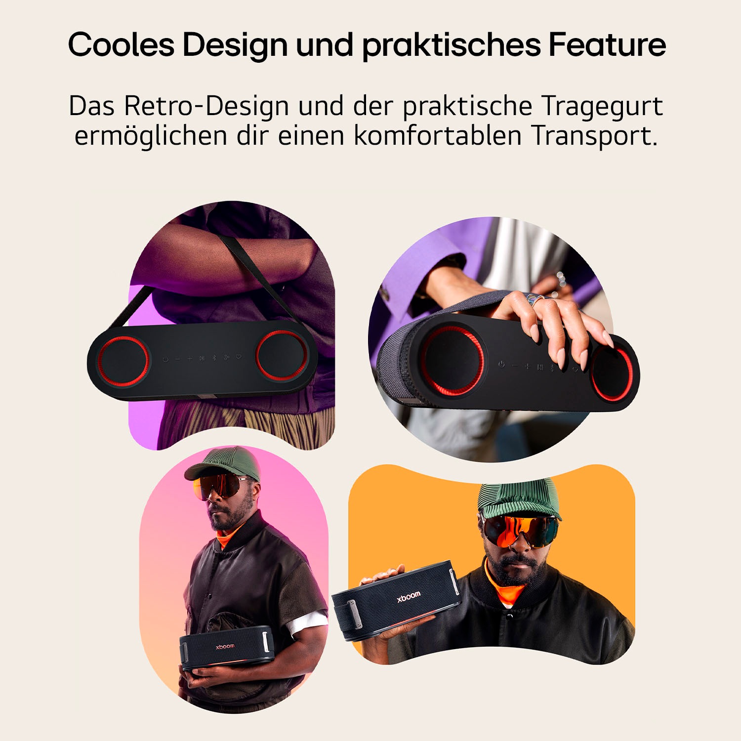 LG Bluetooth-Speaker »xboom BOUNCE« 2.1 (Bluetooth Apple Siri | Beleuchtungseffekte | EQ Modi | Extra Bass | Google Assistant | Lautstärkeanpassung | Multipoint Anbindung | Wireless Party Connect 40 W)