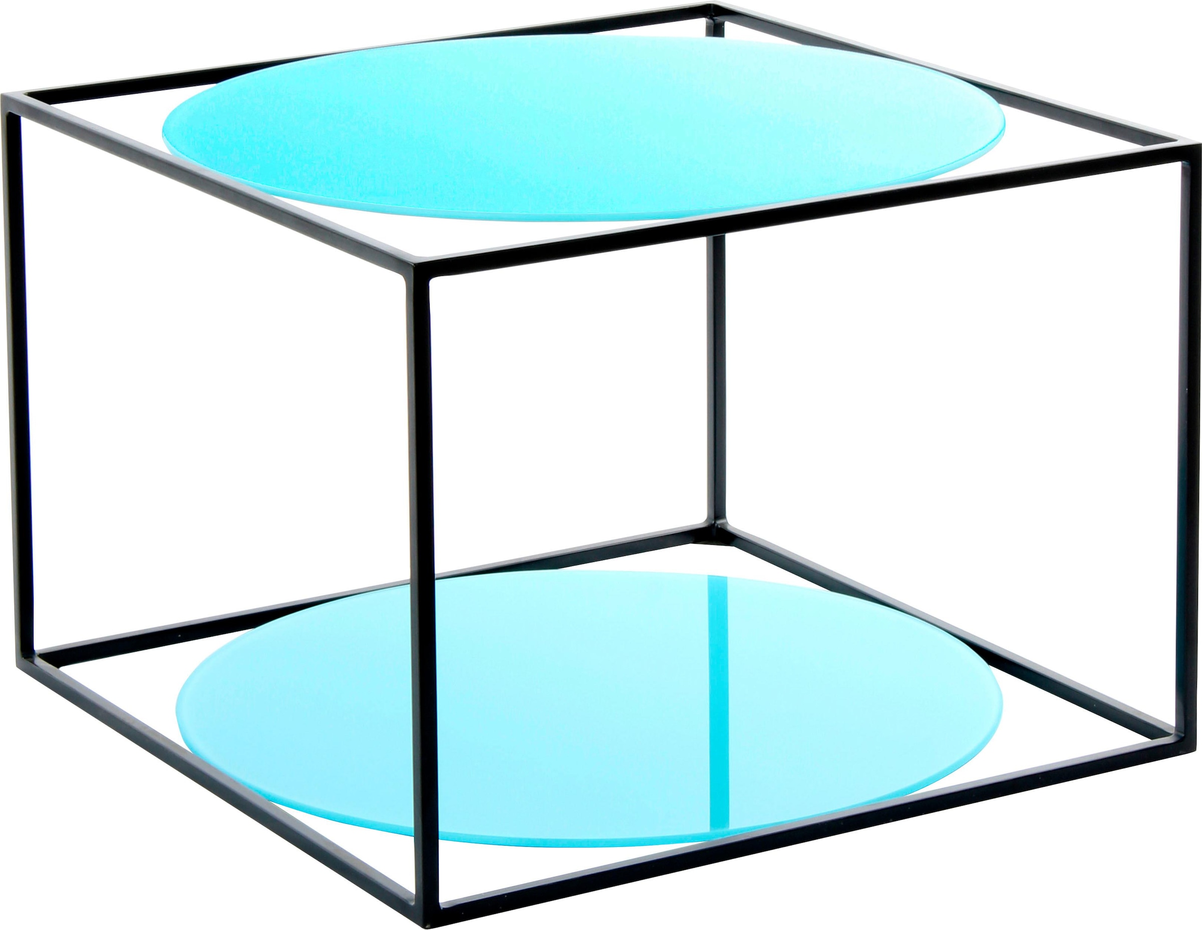 Kayoom Beistelltisch »Cody, Beistelltisch in Würfelform, offenes, modernes Design« 1 Stk. tlg. moderne Kubusform mit runden Ablageflächen aus Glas