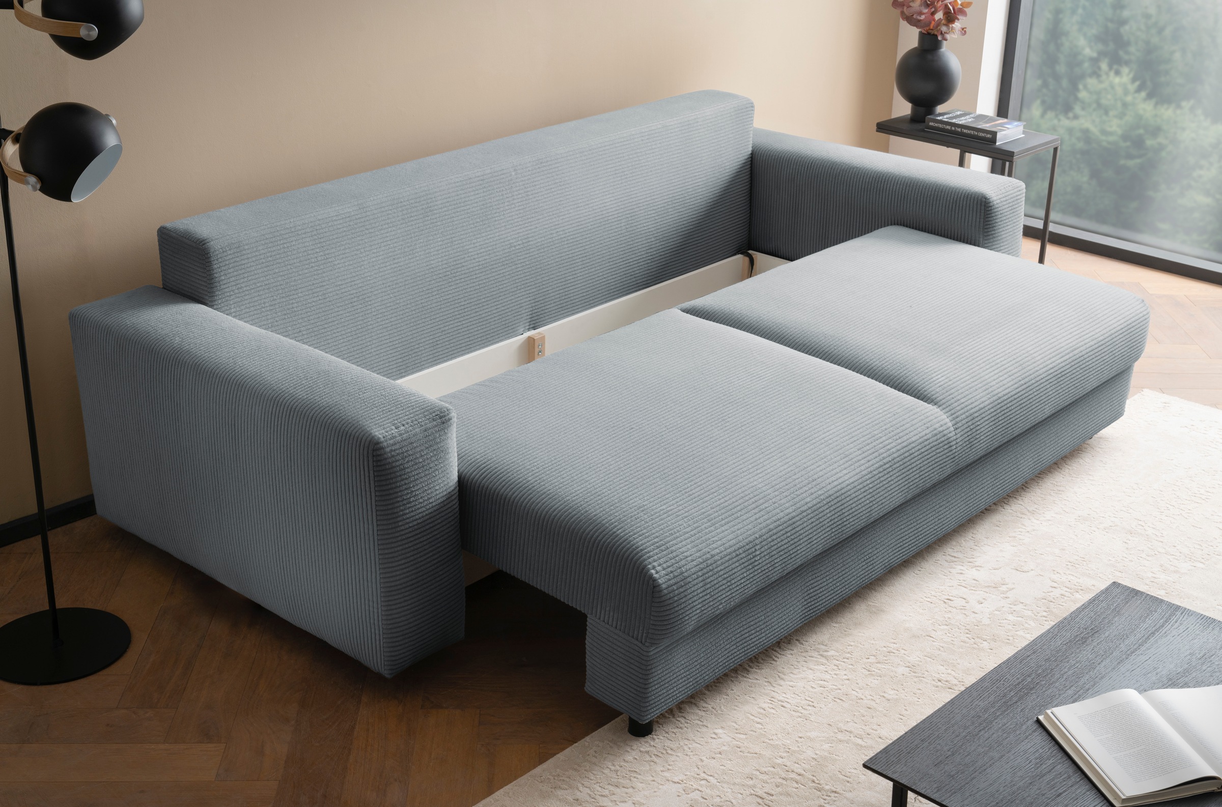 LeGer Home by Lena Gercke Schlafsofa »Imoga, Polster mit Schlaffunktion, 3-Sitzer Sofa, Couch mit Bettkasten«, in modernen Farben und Stoffen, Bettfunktion, Liegefläche: 200x150 cm
