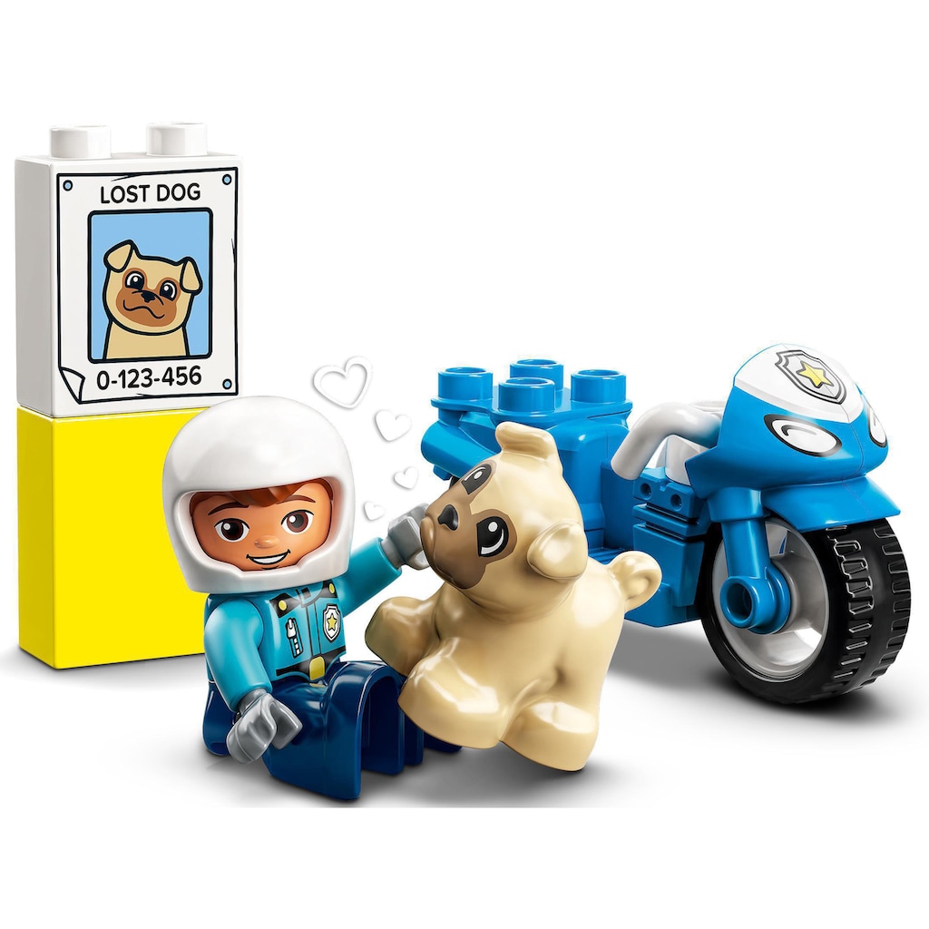 LEGO® Konstruktionsspielsteine »Polizeimotorrad (10967), LEGO® DUPLO«, (5 St.), Made in Europe