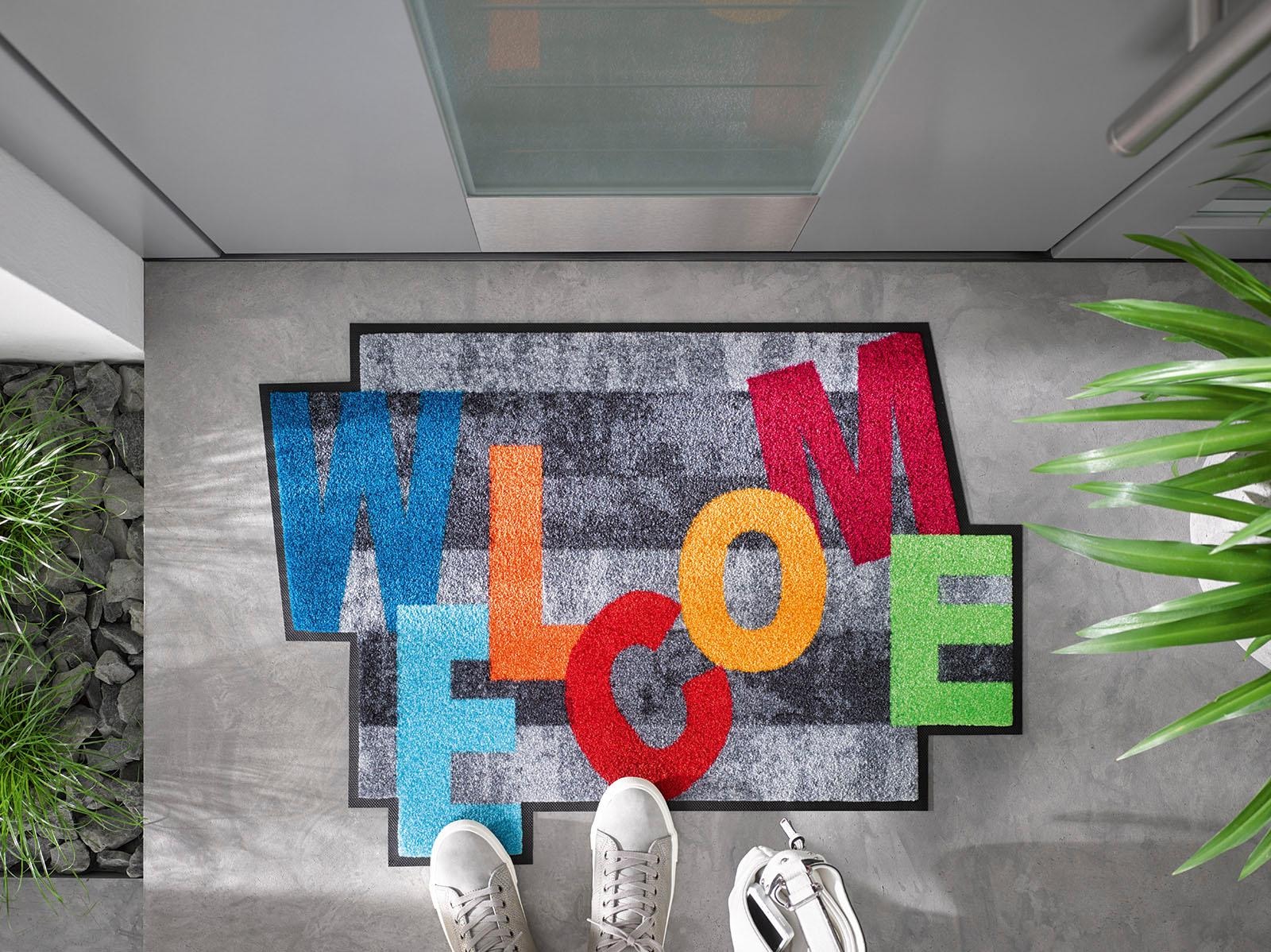 wash+dry by Kleen-Tex Teppich »Crazy Welcome«, rechteckig, 7 mm Höhe, mit Spruch, rutschhemmend, In- und Outdoor geeignet, waschbar