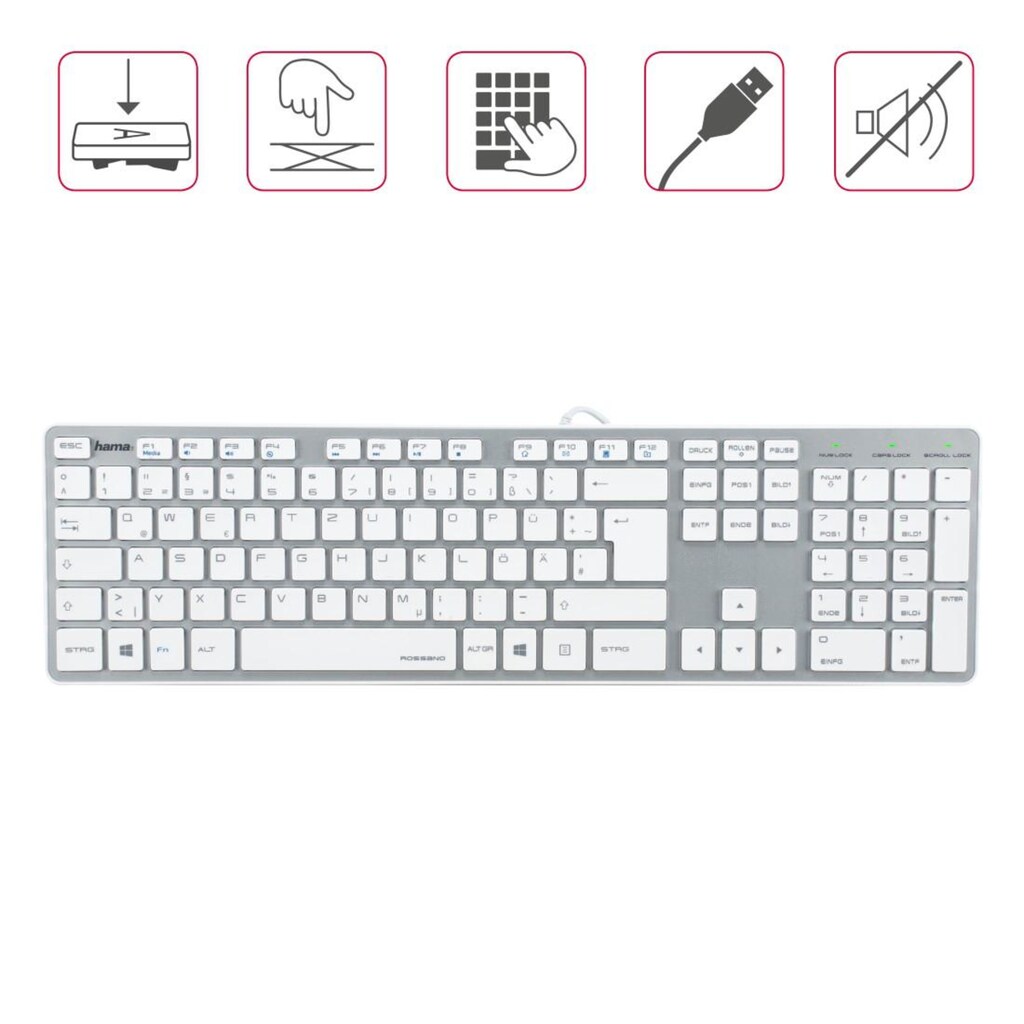 Hama Tastatur »Tastatur PC Tastatur kabelgebunden im Slim-Design«