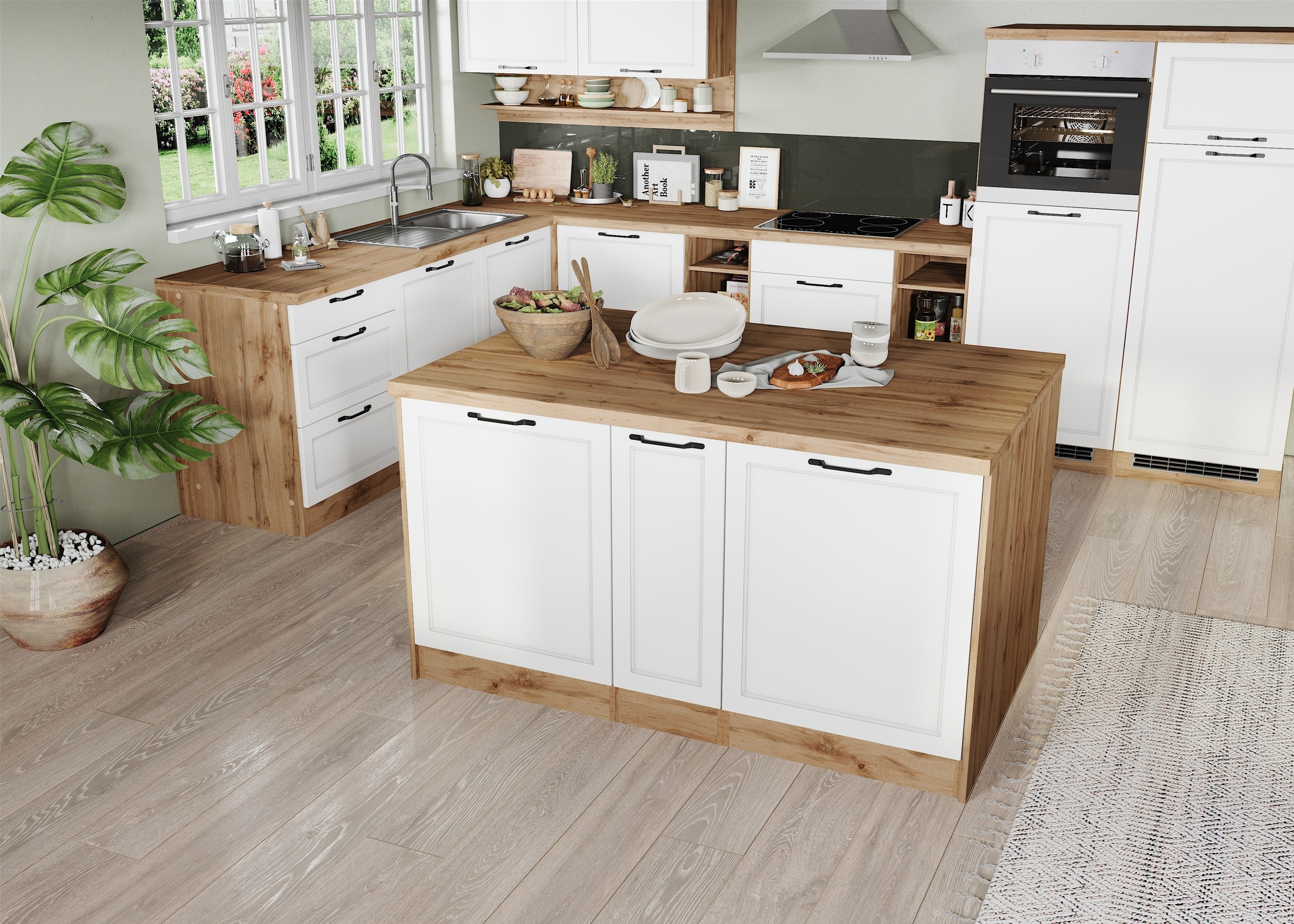 KOCHSTATION Kücheninsel »KS-Lana, Breite 153 cm« MDF-Fronten, Arbeitsplatte 38mm stark