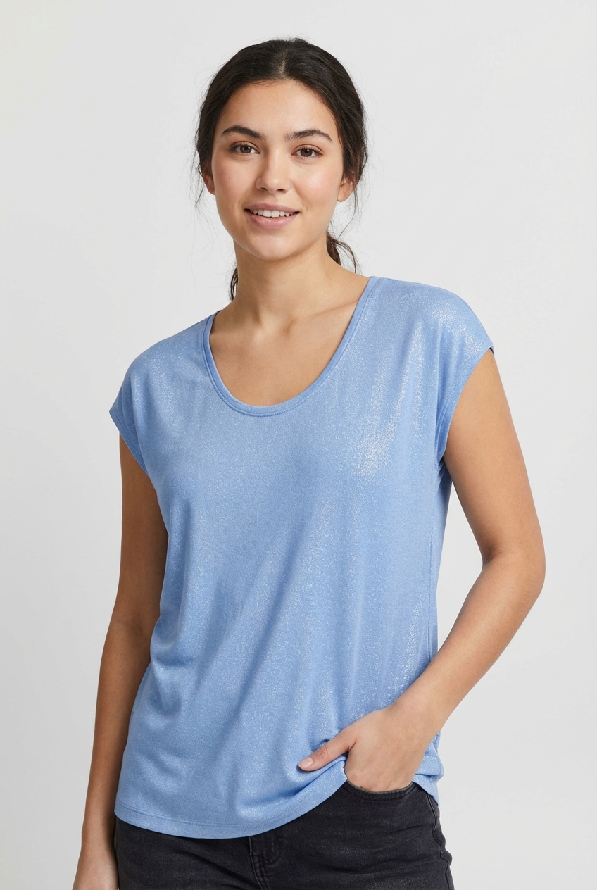 pieces Kurzarmshirt »PCALICE SS GLITTER TEE JRS NOOS BC« Viskosemischung, loose fit