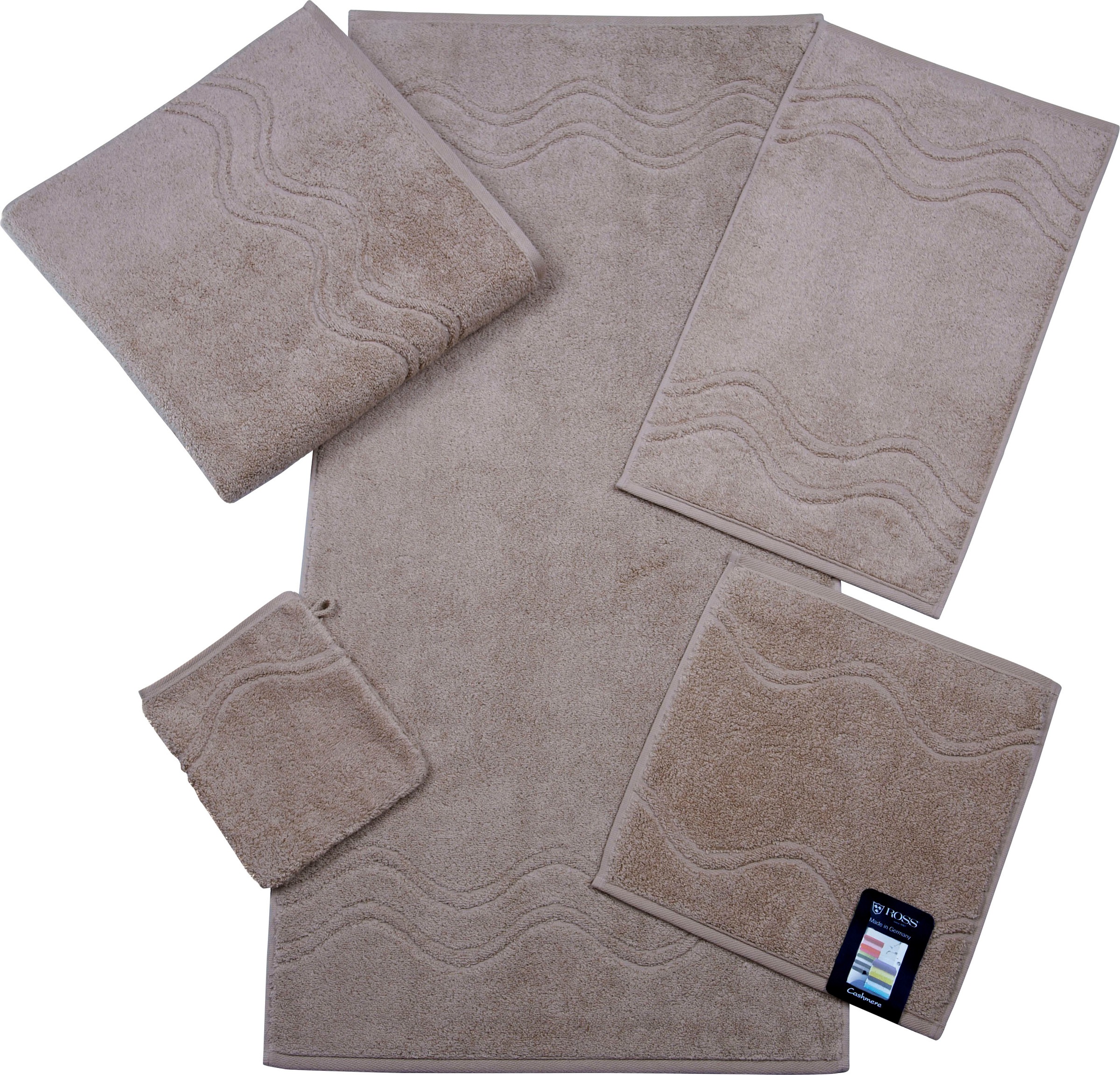 ROSS Handtuch »Cashmere feeling«, (Packung, 2 St.), 100% Baumwolle, mit Wellen-Bordüre, große Farbauswahl