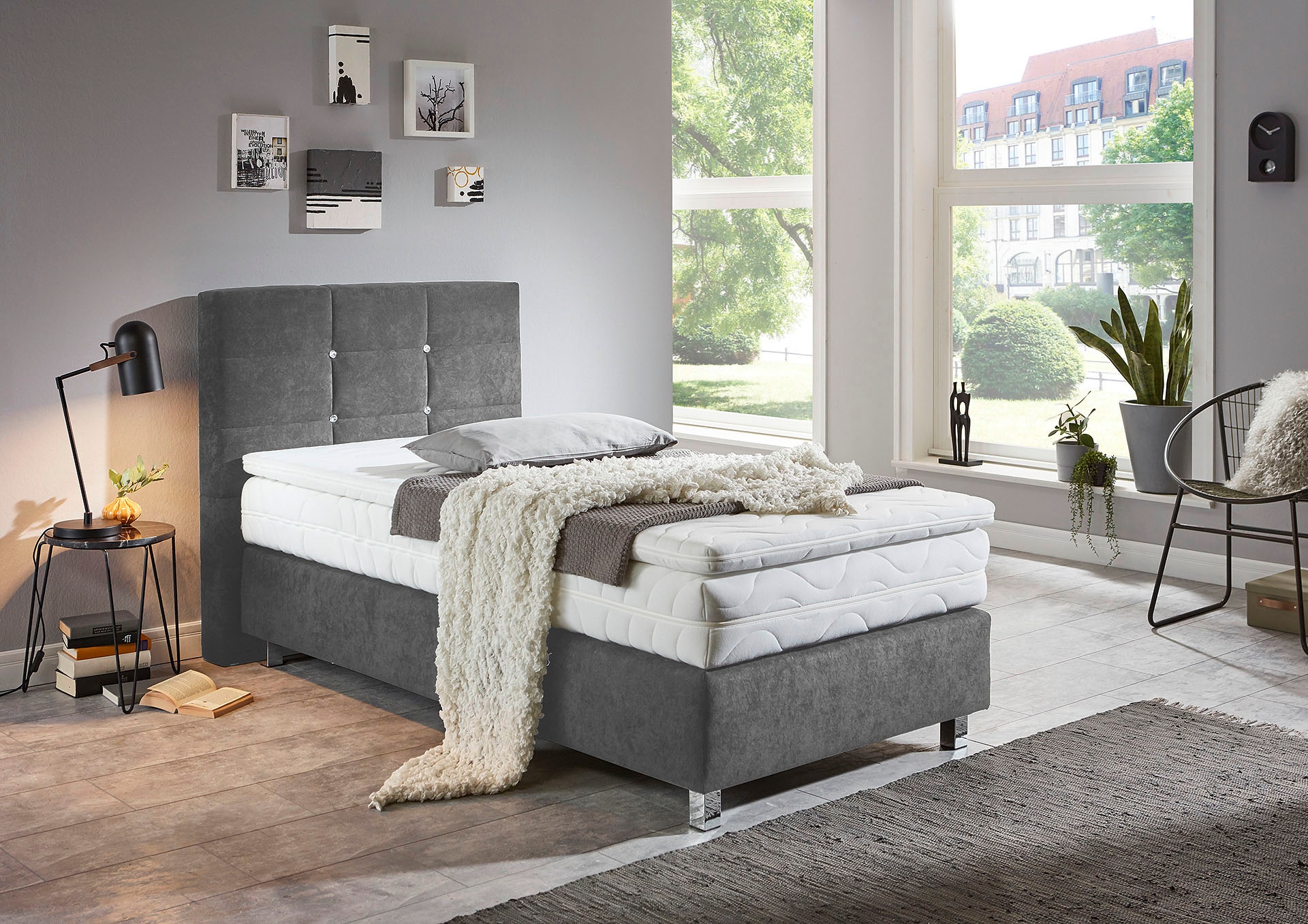 Westfalia Schlafkomfort Boxspringbett, mit Knöpfen in Kristalloptik, wahlweise mit Topper
