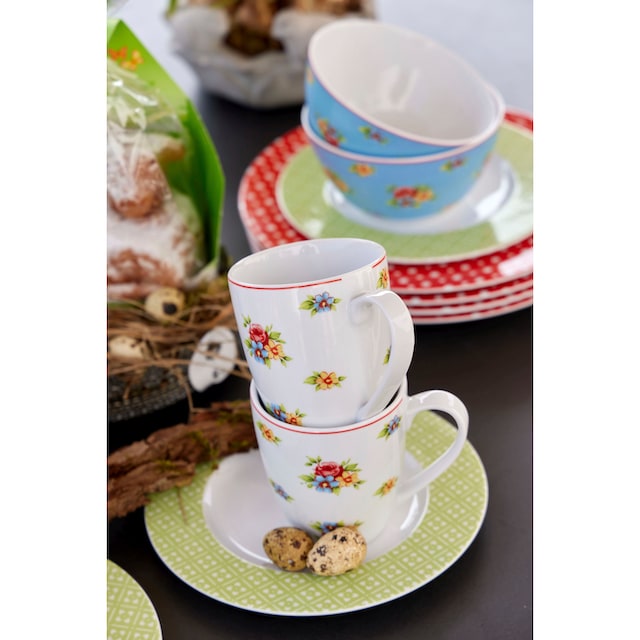 CreaTable Kombiservice »Geschirr-Set Kaffeeservice Blumendekor, Set, Personen 16 Jahren Teile, (Set, romantisches und für Personen), 16 Tafelservice 4 3 im Emily«, Service, XXL Garantie mit für tlg., 4