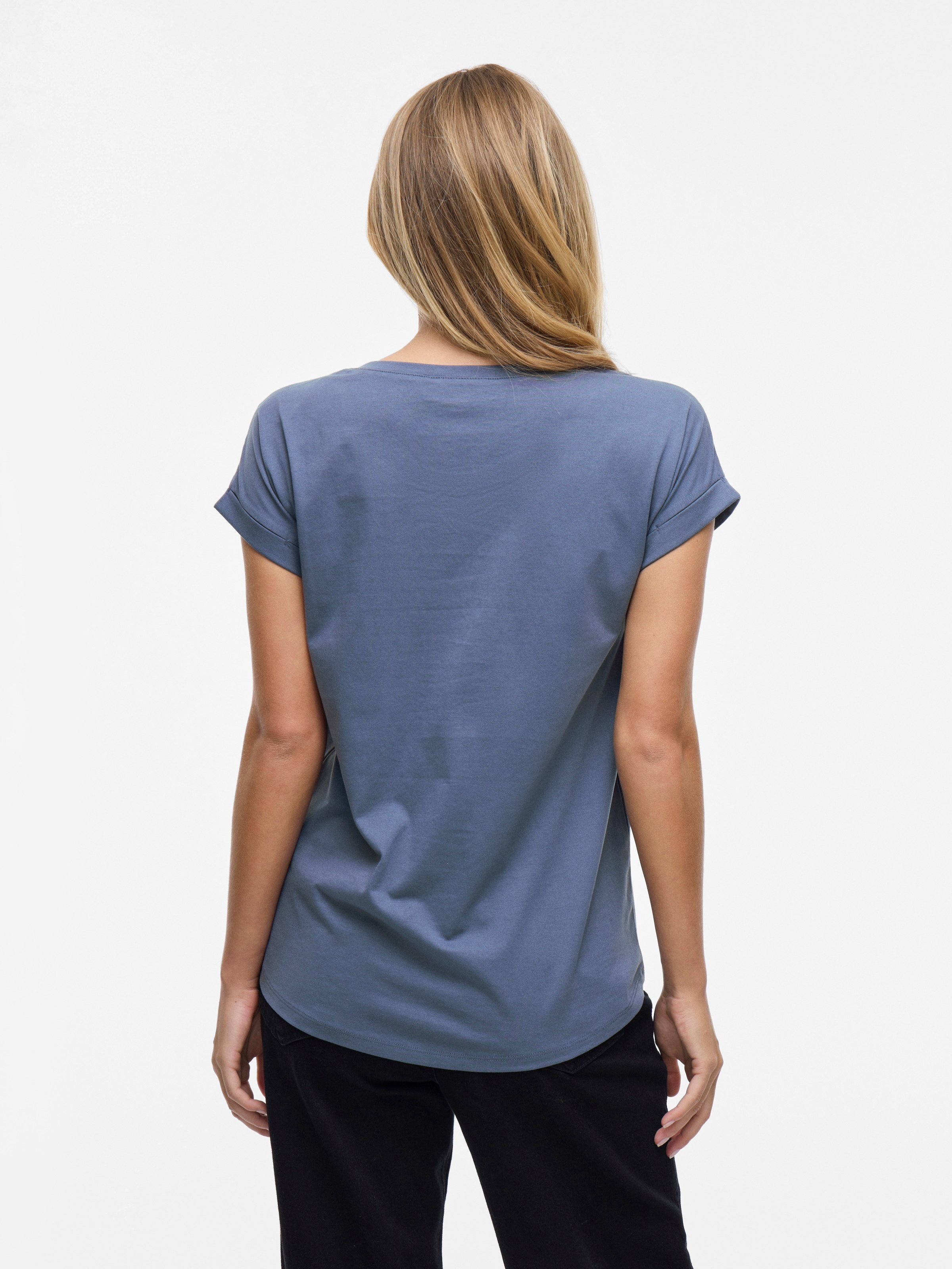 Vila Rundhalsshirt »VIDREAMERS NEW PURE T-SHIRT/SU-NOOS«, Basic Damen-T-Shirt mit Rundhalsausschnitt und umgeschlagenen Ärmeln