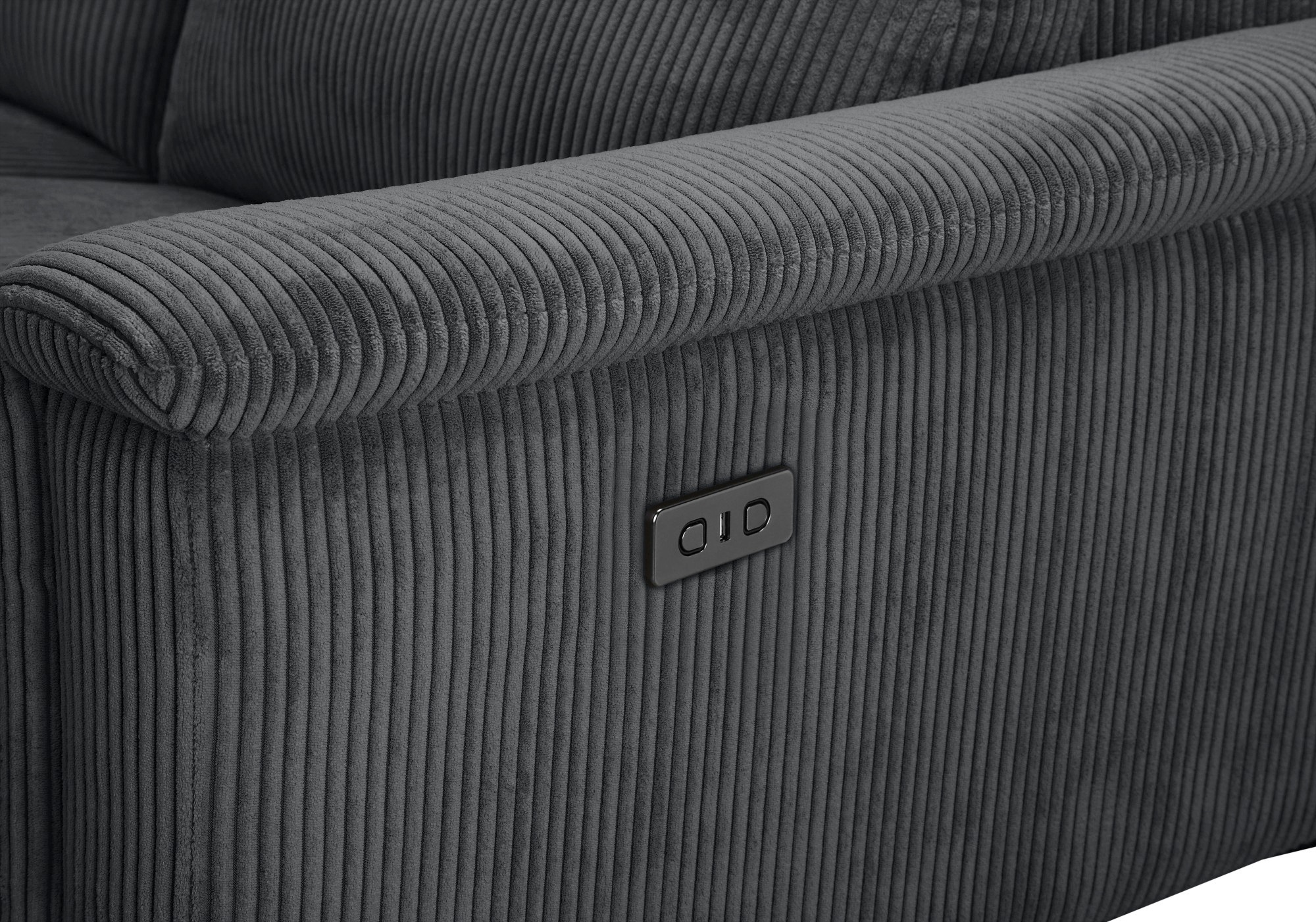 Home affaire Ecksofa »Lund in Cord, L-Form, 261 cm, manuelle und elektr. Relaxfunktion,«, USB-C und Kopfteilverstellung