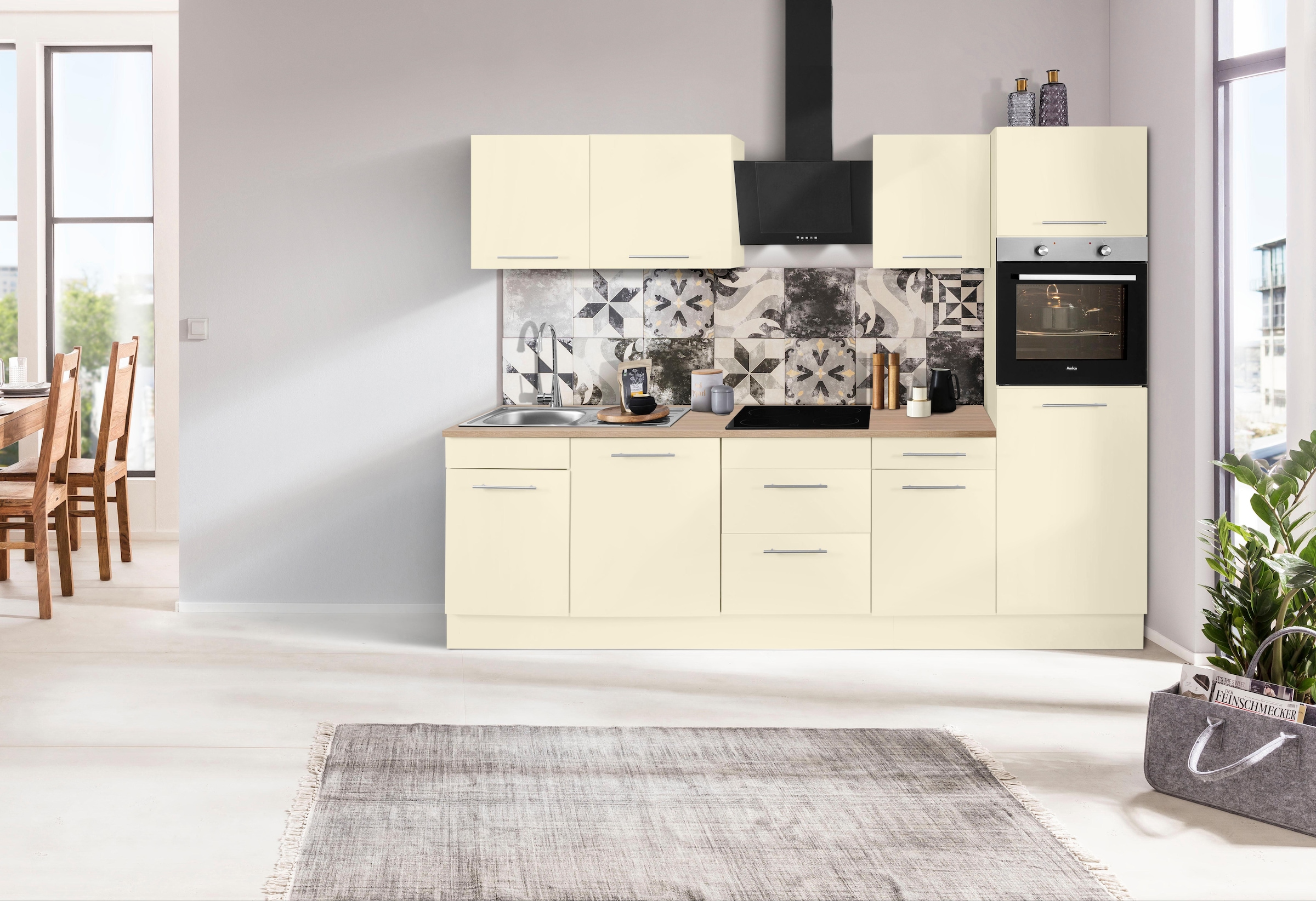 wiho Küchen Küchenzeile »Ela« Breite 280 cm, Soft-Close-Funktion, höhenverstellbare Füße