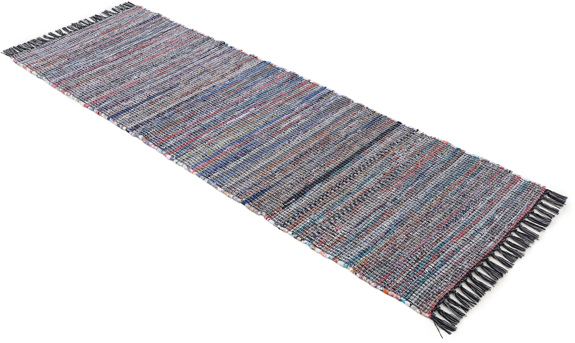 carpetfine Teppich »Kelim Chindi, Wendeteppich«, rechteckig, 6 mm Höhe, handgewebt, Fleckerlteppich mit Fransen, auch vielen in Läufergrößen