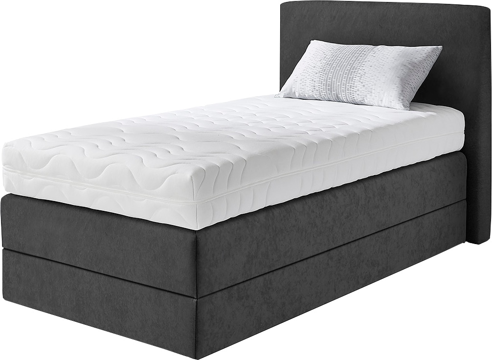 Westfalia Schlafkomfort, Boxspringbett wahlweise mit Kaltschaum-Topper, anthrazit, Microvelours (100% Polyester), Microvelours Kaltschaum-Topper, 