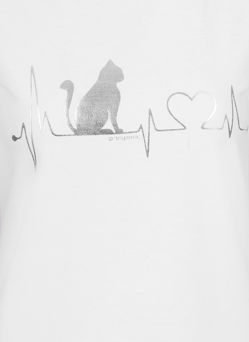 Trigema T-Shirt »TRIGEMA T-Shirt bei mit und Katzen-Druckmotiv« ♕ 1/4-Arm