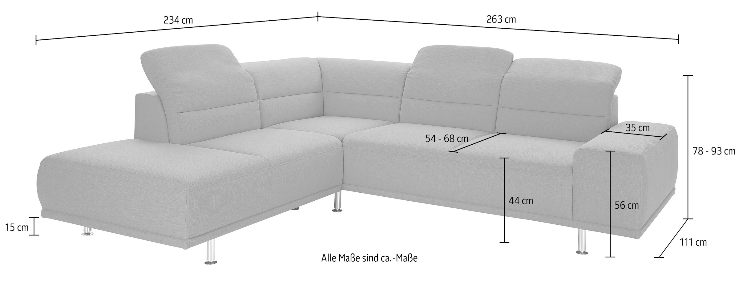 sit&more Ecksofa »Mariola L-Form«, mit Federkern und Ottomane, inklusive Sitztiefenverstellung