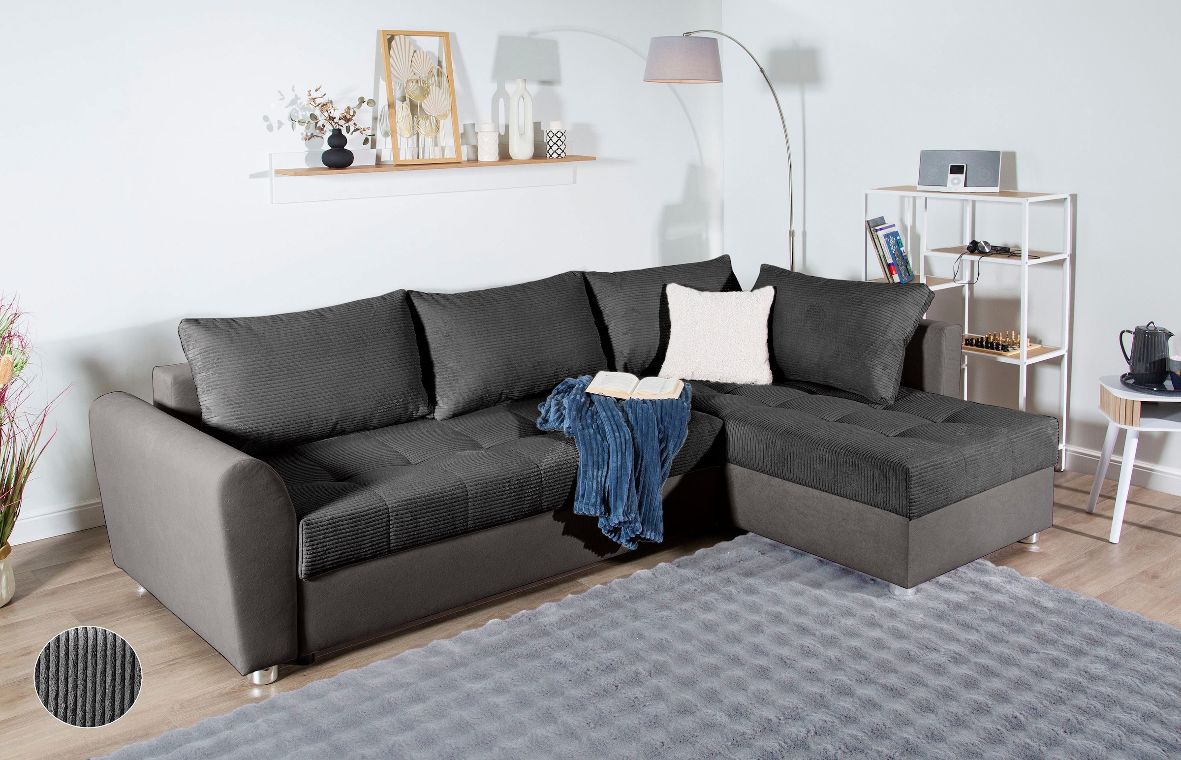 COLLECTION AB Ecksofa, Ecksofa,Bettfunktion,Bettkasten,Bonnelfederkern, Rückenkissen