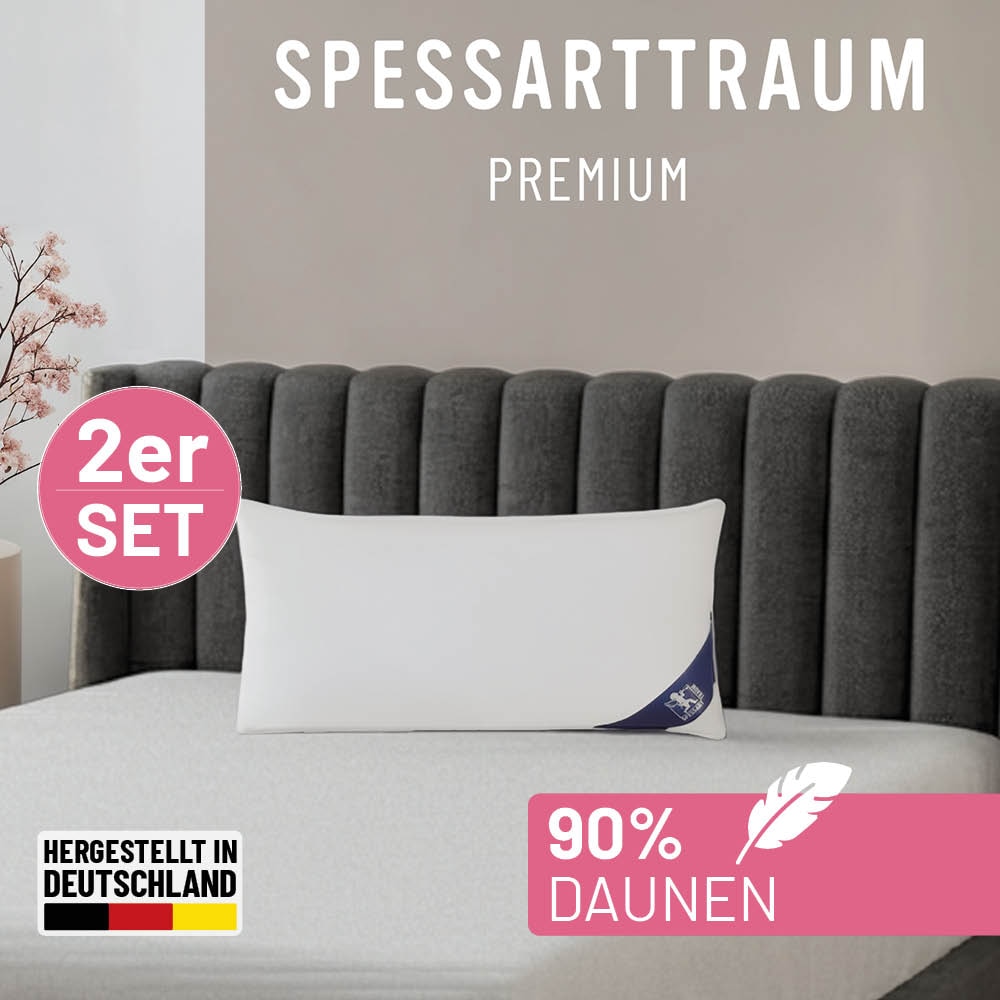 SPESSARTTRAUM Gänsedaunenkopfkissen "Premium, Kopfkissen 1-tlg. oder 2-tlg. 40x80 oder 80x80 cm" Füllung: 90Gaensedaunen10Gaensefedern Spar-Set, 2 Stk. tlg. hergestellt in Deutschland, allergikerfreundlich, im Set günstiger