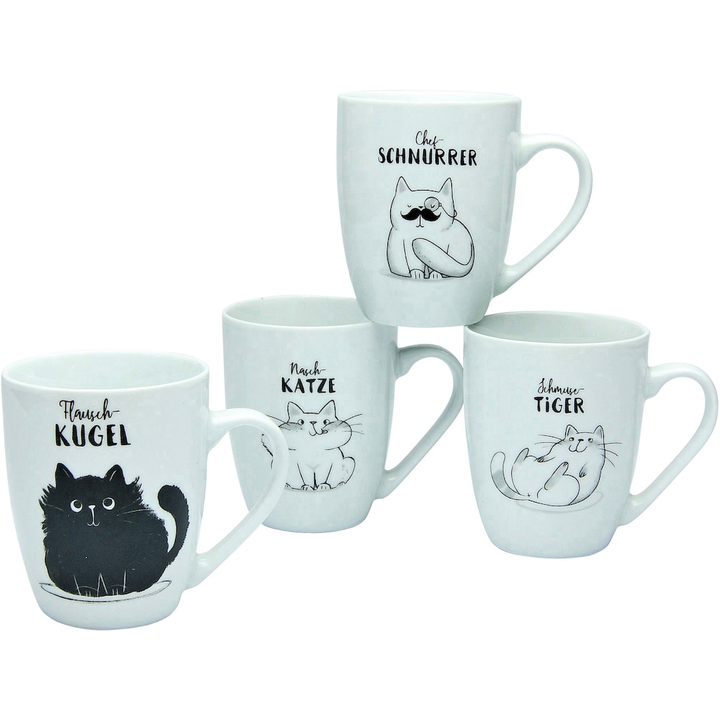 CreaTable Becher »Kaffeebecher Schmusekatzen«, (Set, 4 tlg.)