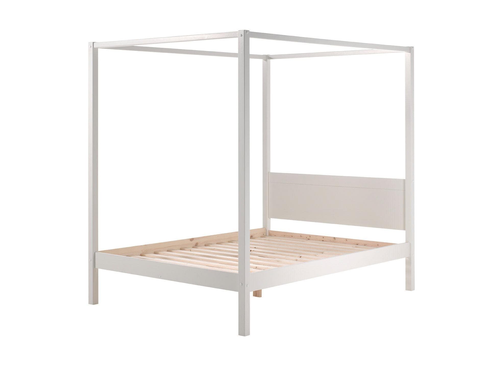 Vipack Himmelbett »Pino, Kiefer massiv weiß lackiert, Made in Europe, zeitloses Design« B/H/T ca. 208x191x148cm, inkl. Rolllattenrost, 2 Breiten zur Auswahl,  wahlweise mit Textil-Himmel
