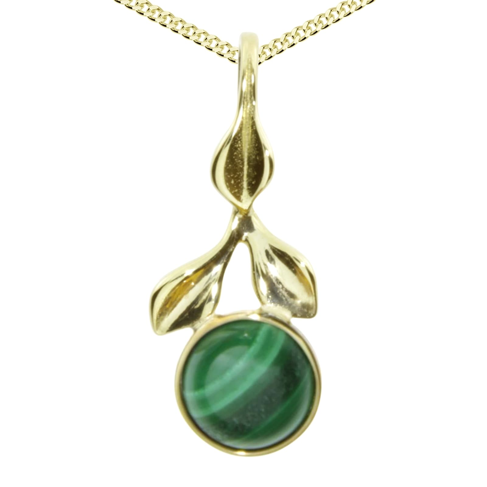 OSTSEE-SCHMUCK Kette und Anhänger Set »- Blüte - Gold 333/000 - Malachit«