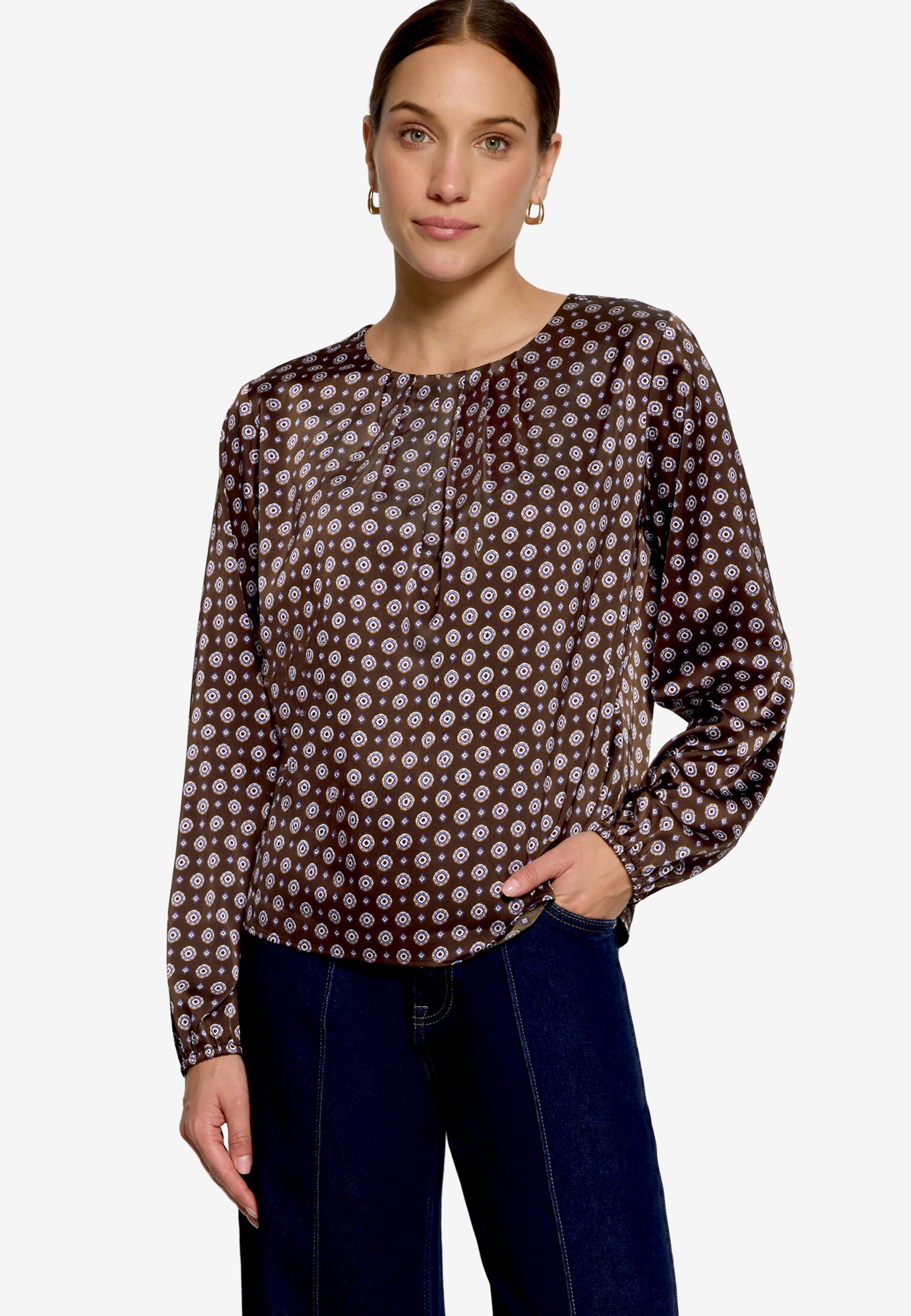 Zero Satinbluse fein gemustert / elastische Bündchen