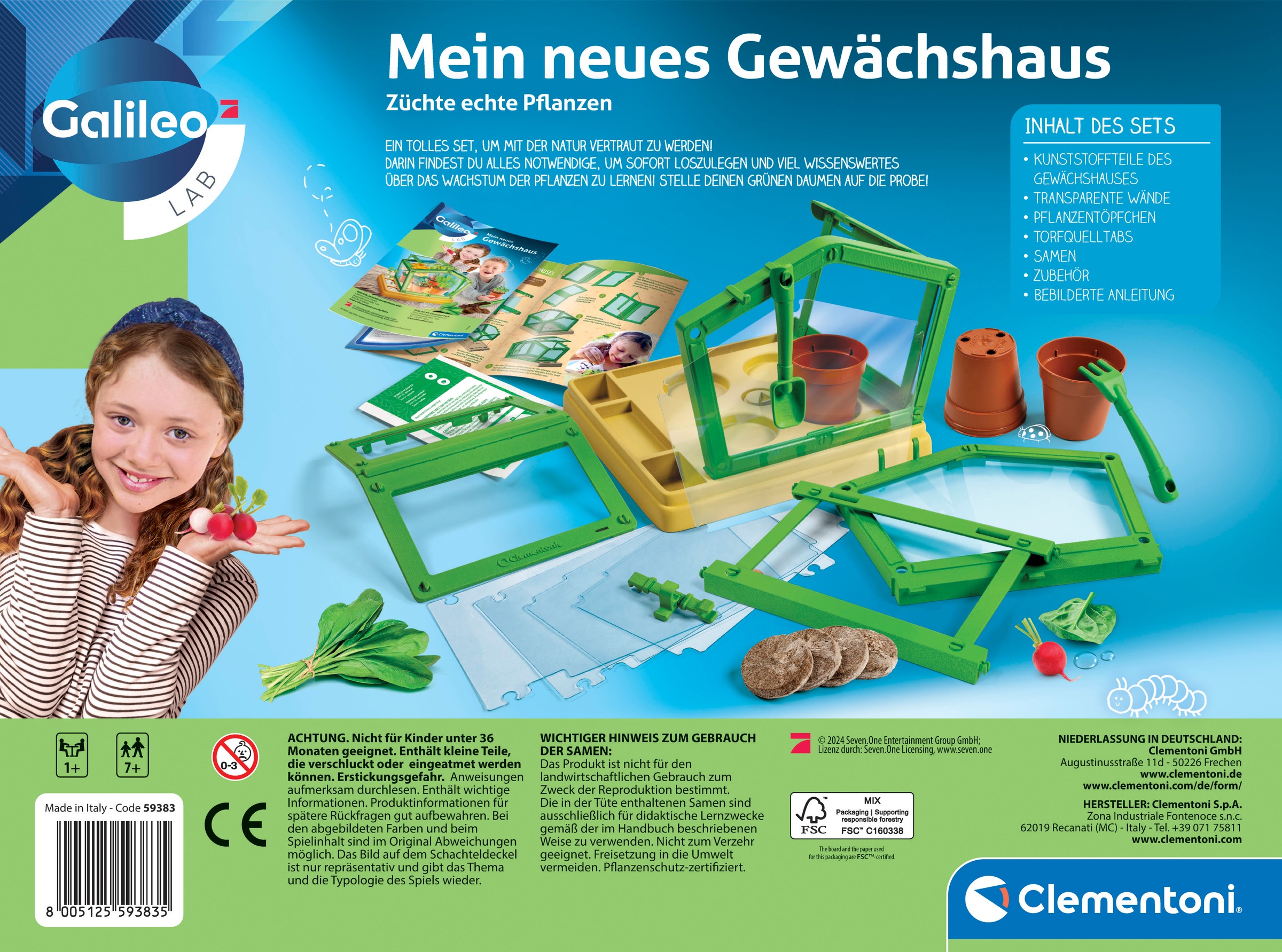 Clementoni® Experimentierkasten »Galileo Lab, Mein neues Gewächshaus«, Made in Europe