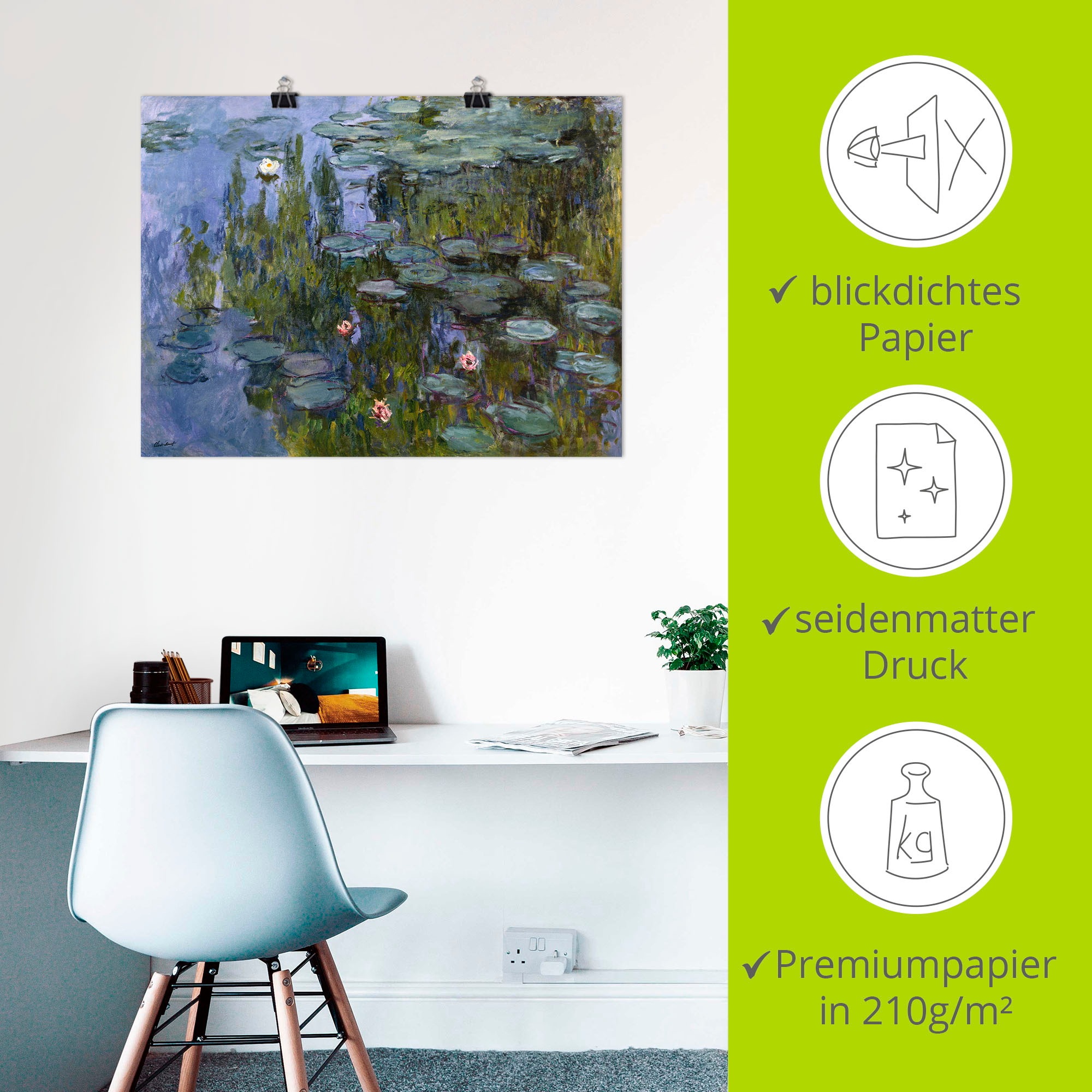 Artland Wandbild »Seerosen (Nympheas). 1918/1921.« Blumen 1 Stk. tlg. als Leinwandbild, Poster in verschied. Größen