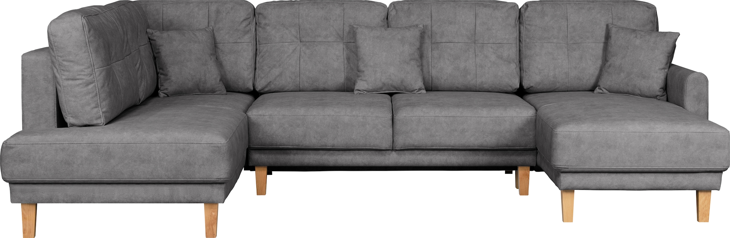 Home affaire Wohnlandschaft »TRIPLO U-Form wahlweise mit Schlaffunktion, B/T/H: 310/192/90 cm«, Schlafsofa, auch mit Bettkasten, Steppung im Rückenkissen