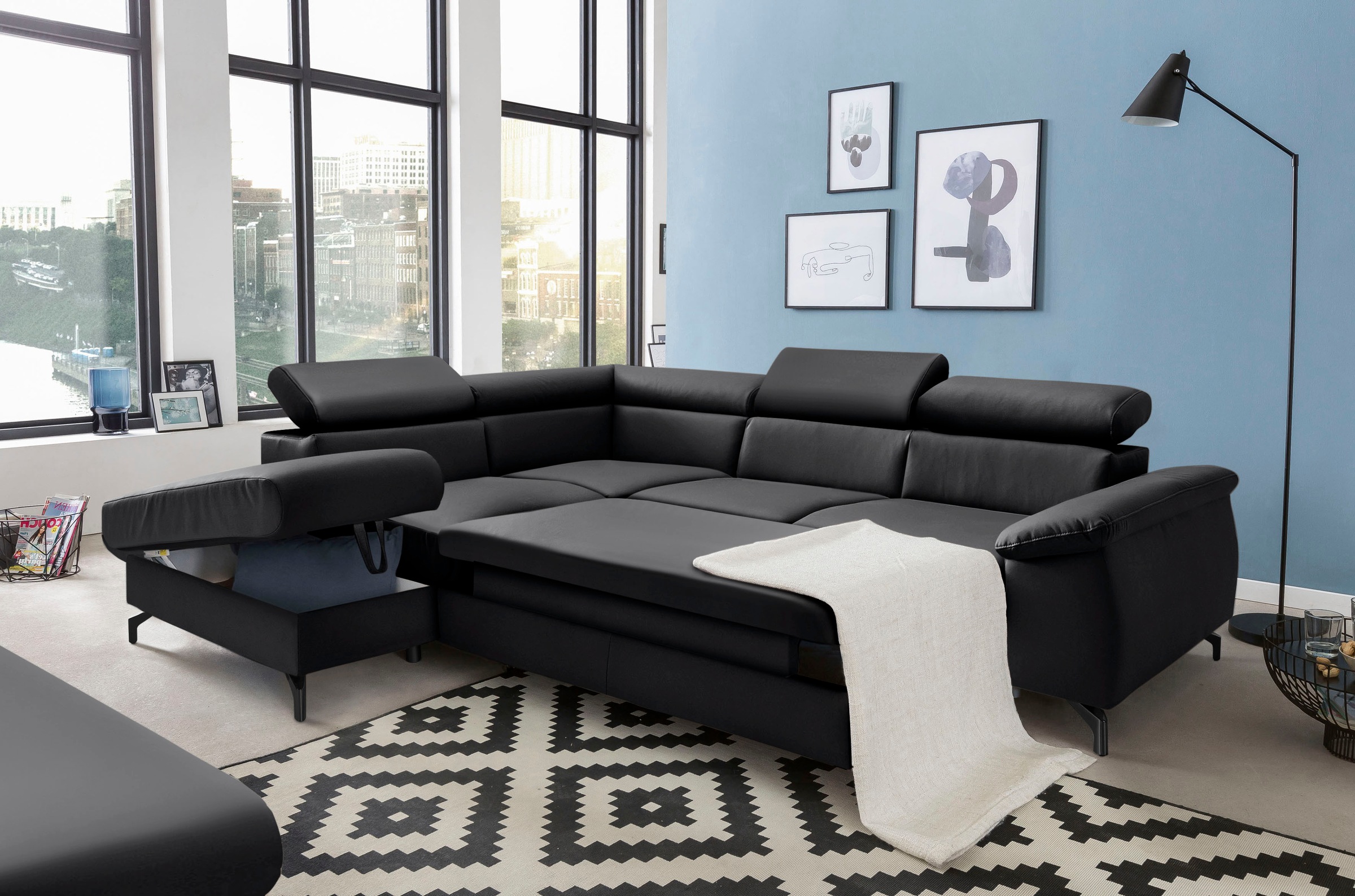 COTTA Ecksofa »Komaris L-Form«, mit Kopfteilverstellung, wahlweise mit Bettfunktion & Bettkasten
