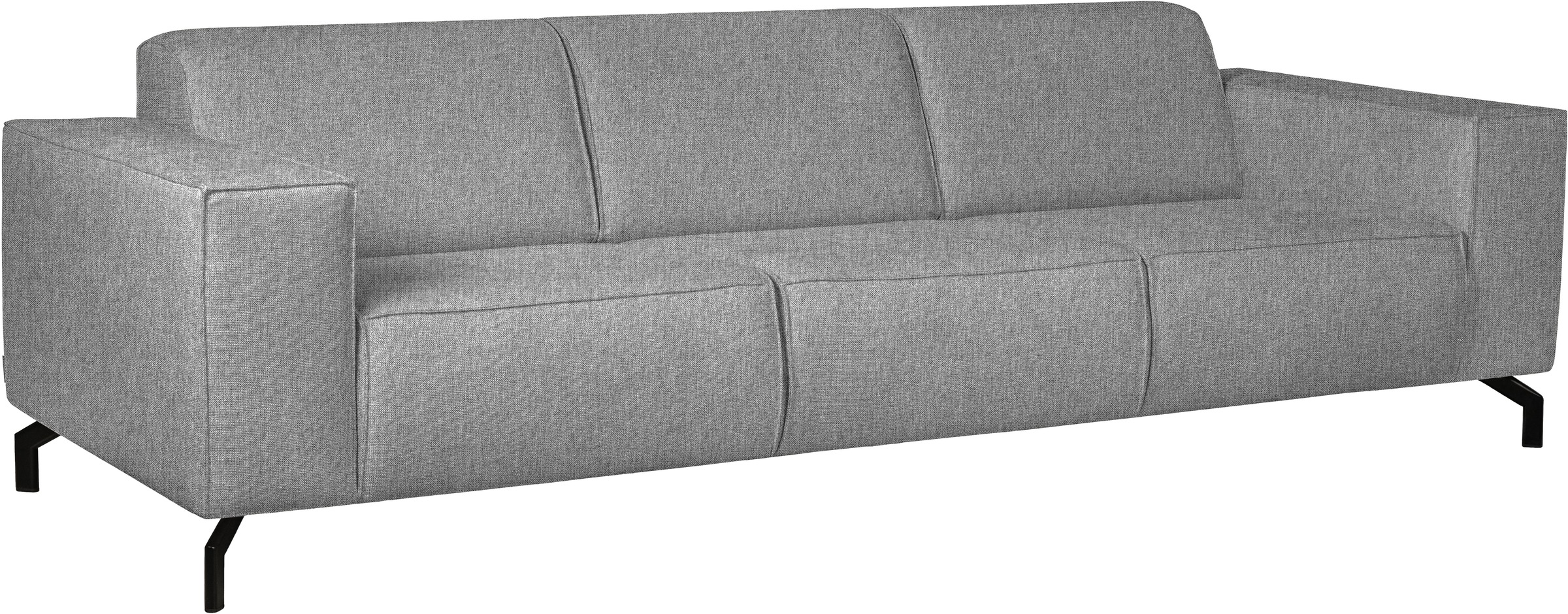 Home affaire 3-Sitzer »Lorcan 257 cm, weiches Sitzgefühl« mit schwarzen Metallfüßen, Lederoptik und in weichem Strukturstoff