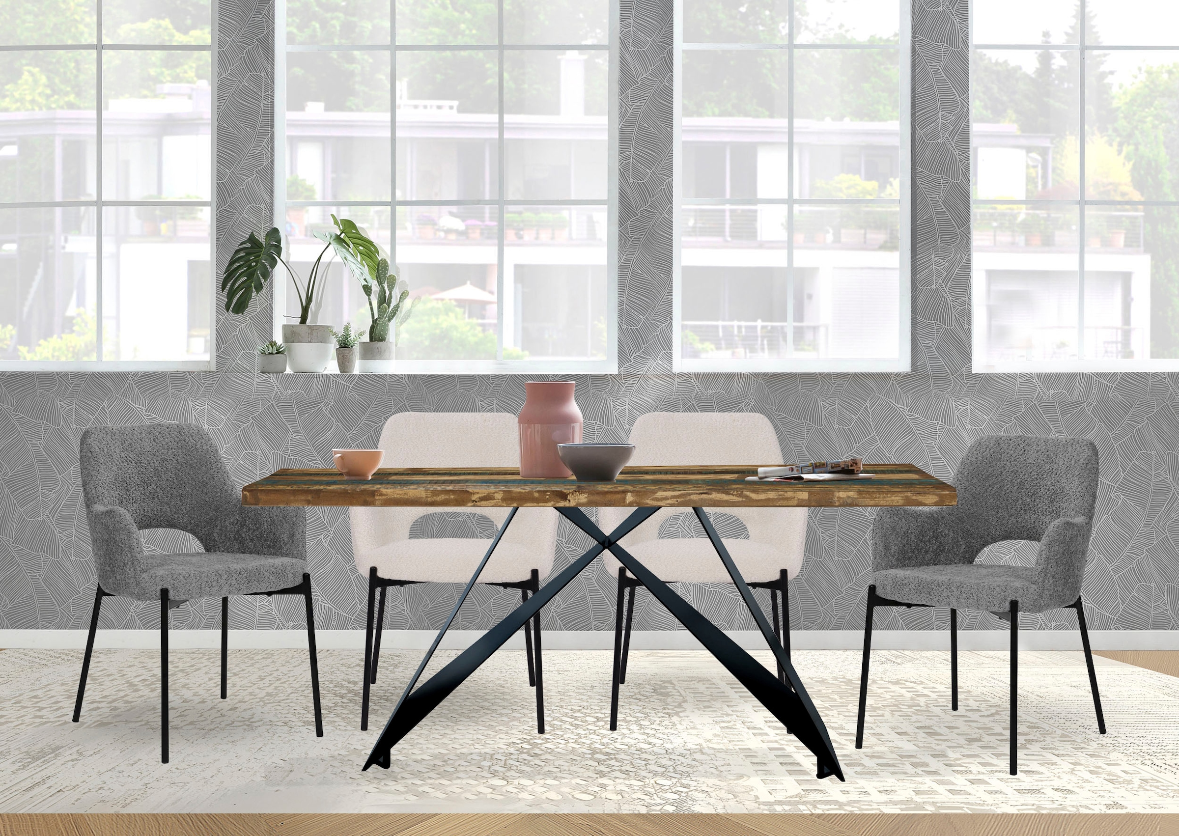 SIT Esstisch 1 Stk. tlg. aus bunt lackiertem Altholz